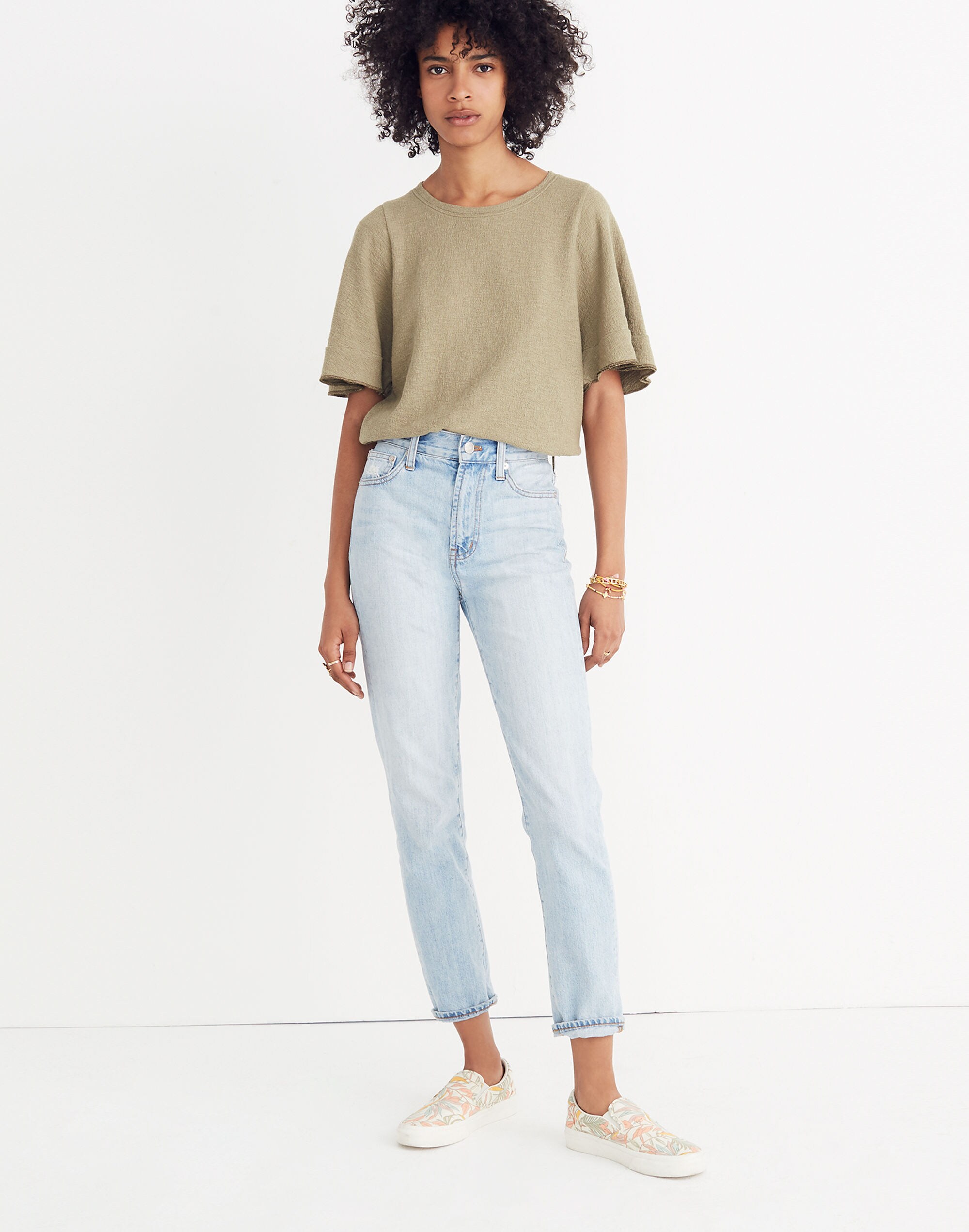Texture &amp; Thread Flutter-Sleeve Top