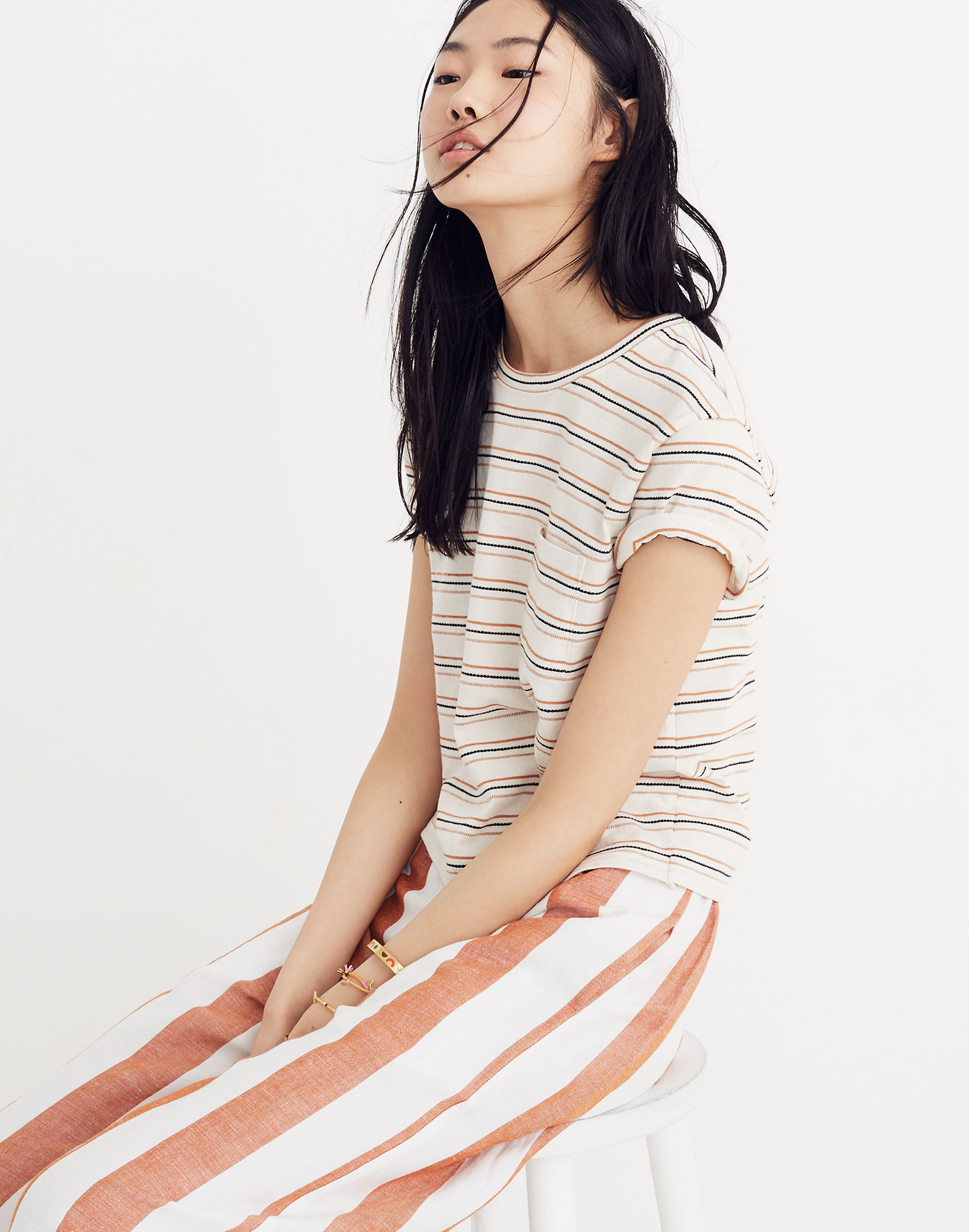 Radio Boxy Tee in Cohen Stripe