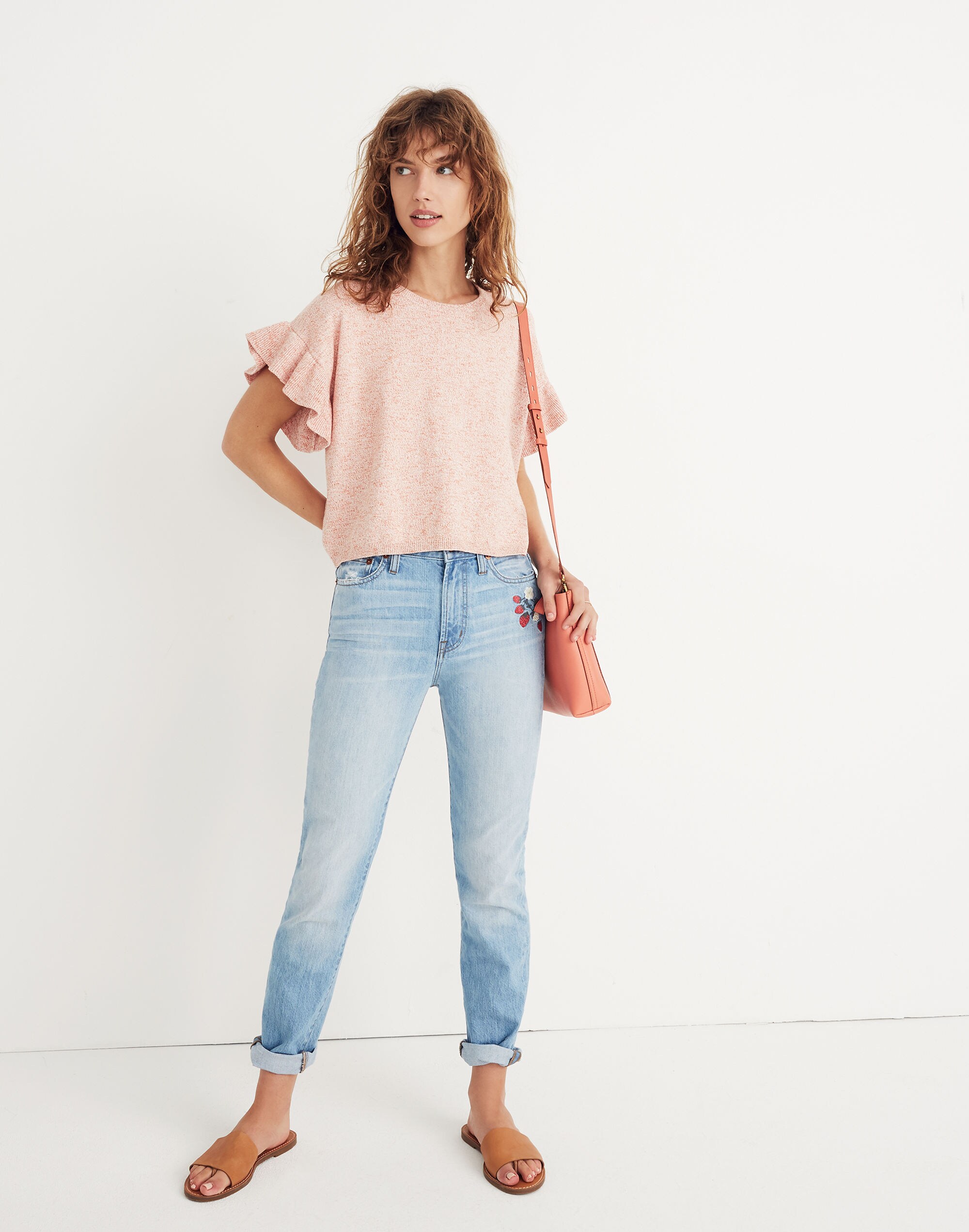 Ruffle-Sleeve Sweater Tee