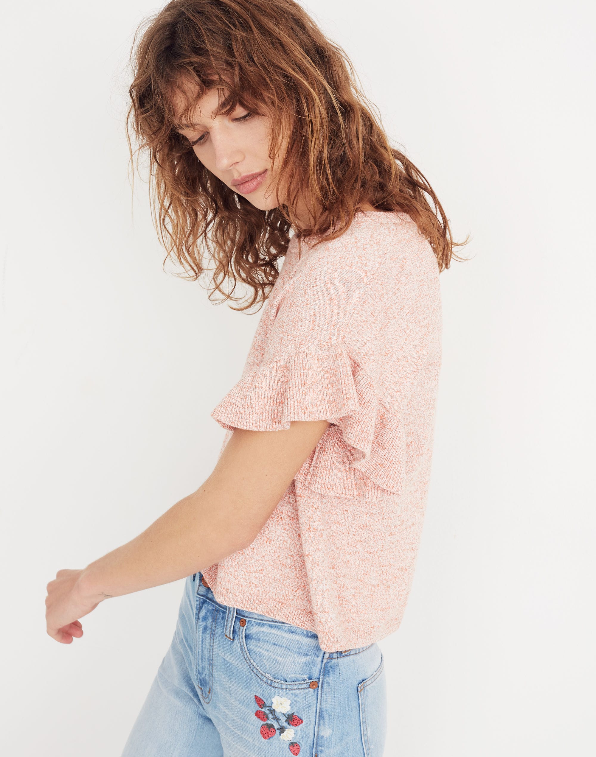 Ruffle-Sleeve Sweater Tee