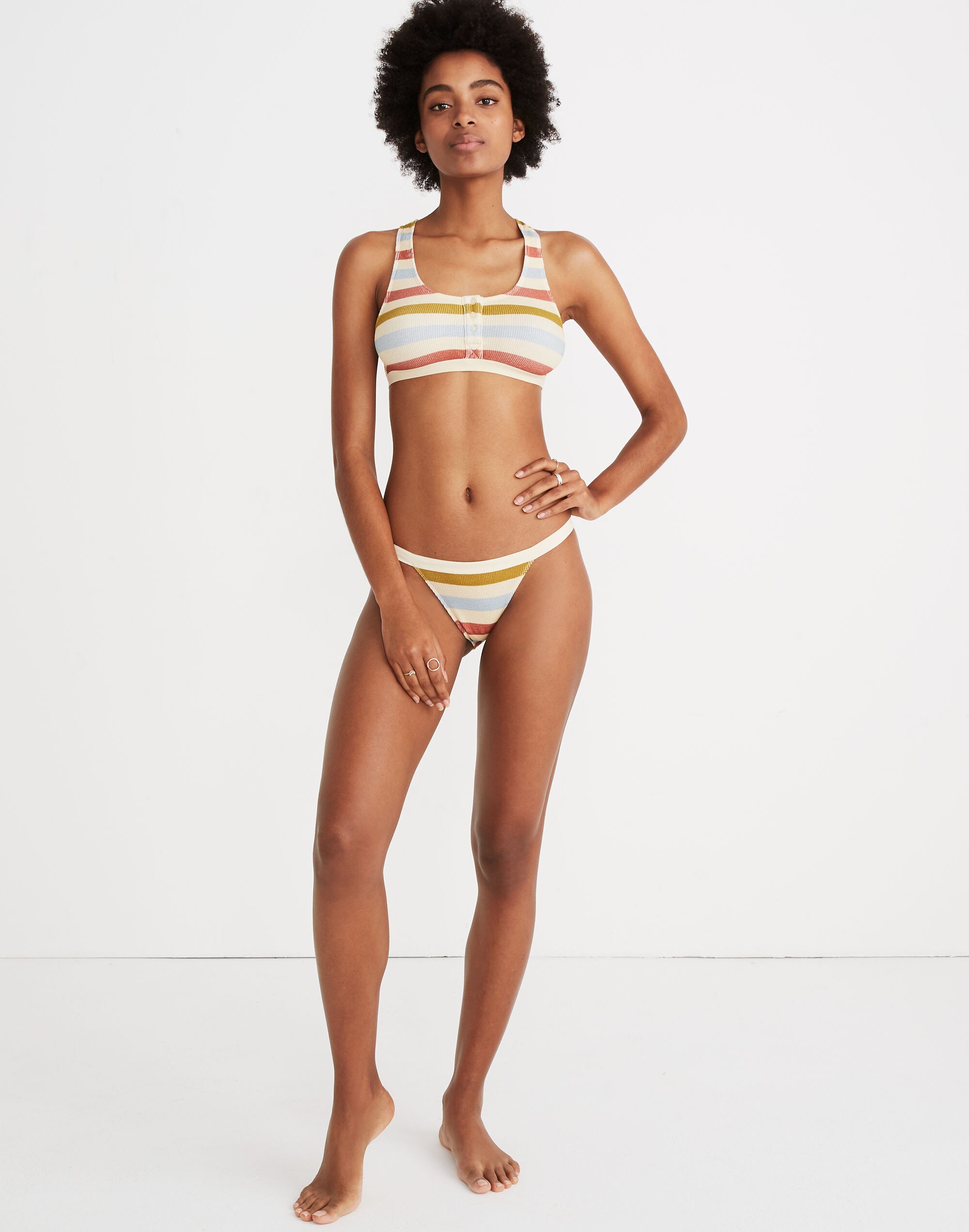 Waffle Knit String Bikini in Hewitt Stripe