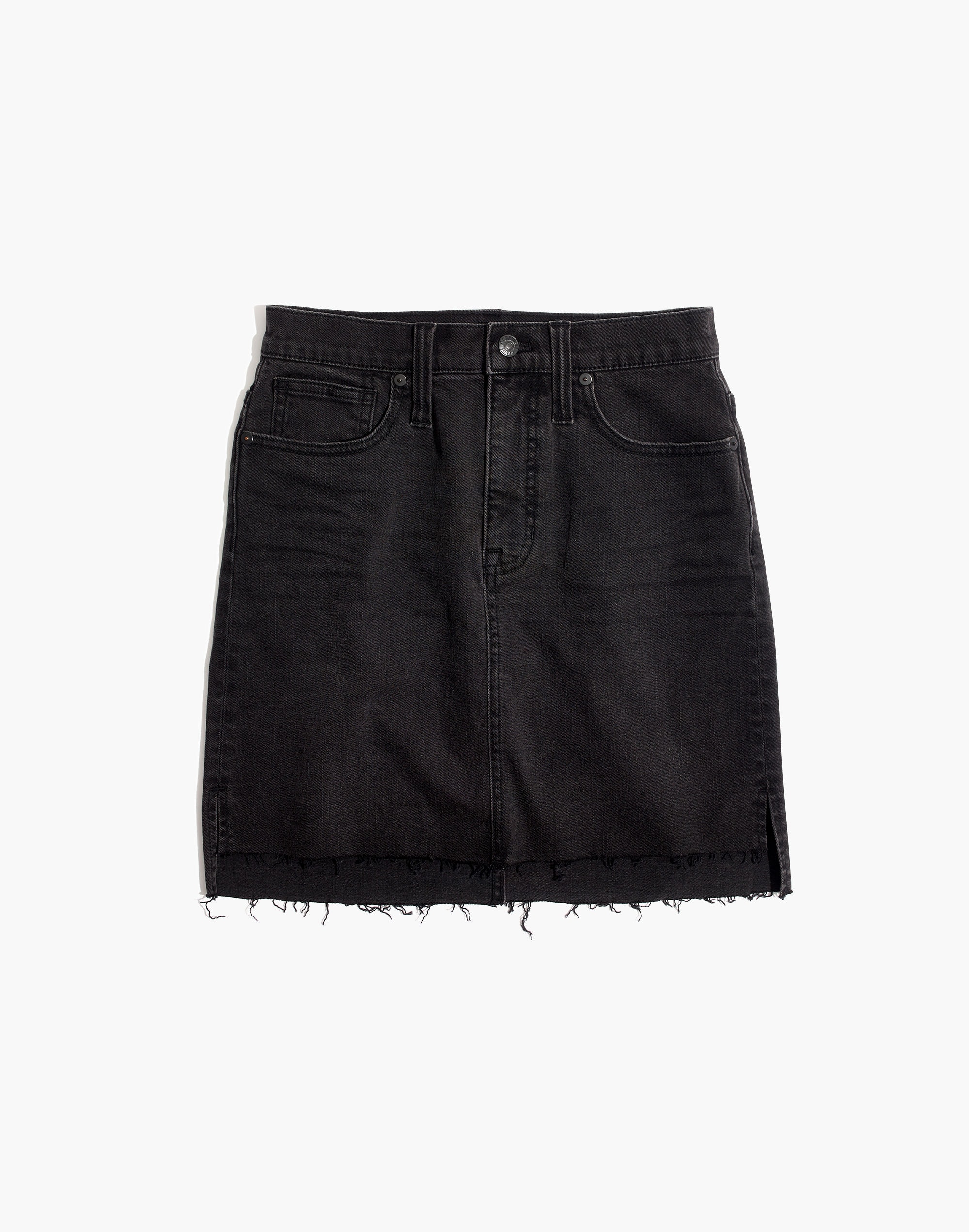 Stretch Denim Straight Mini Skirt in Lunar Wash: Step-Hem Edition
