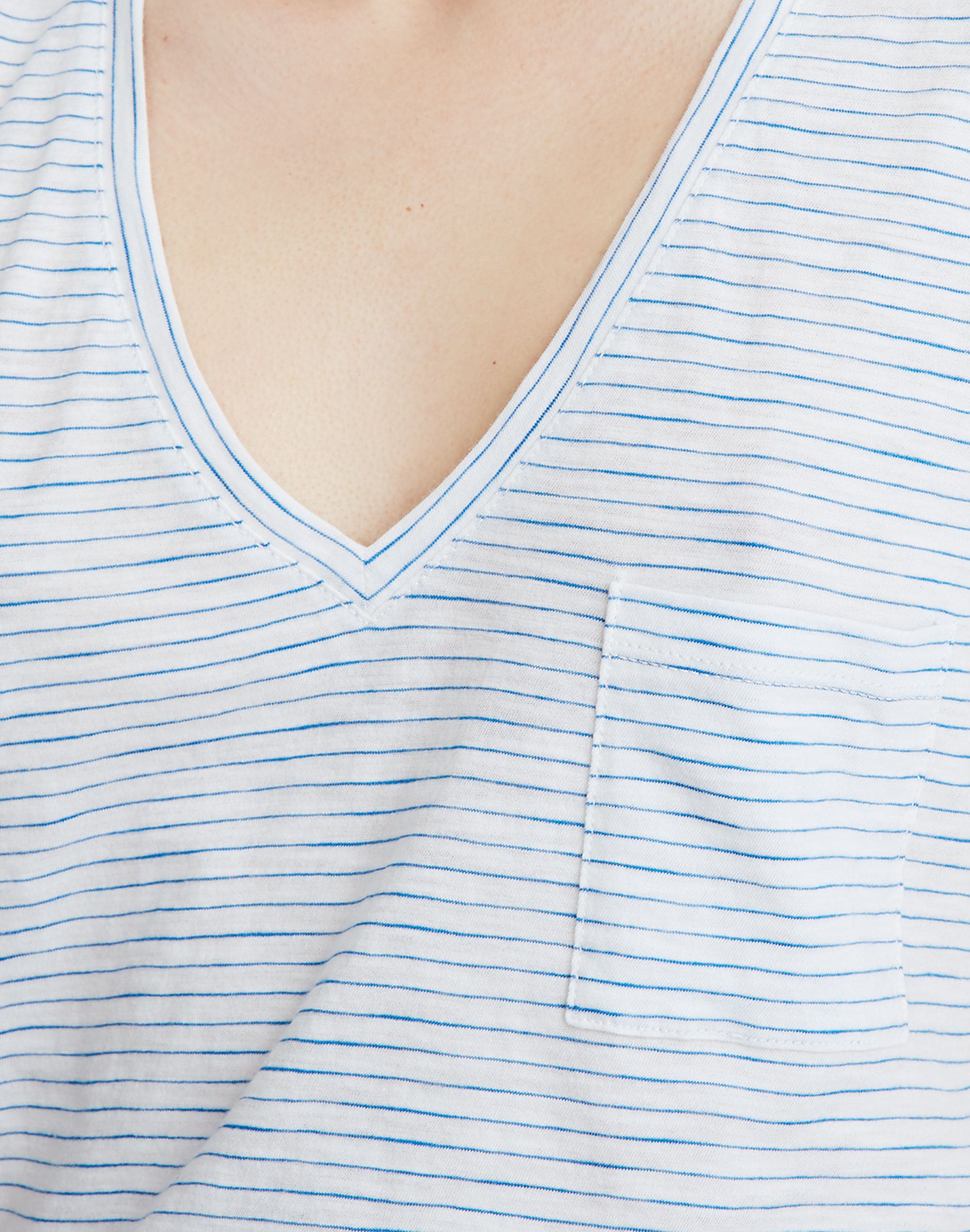 Whisper Cotton V-Neck Pocket Tee in Gwen Stripe