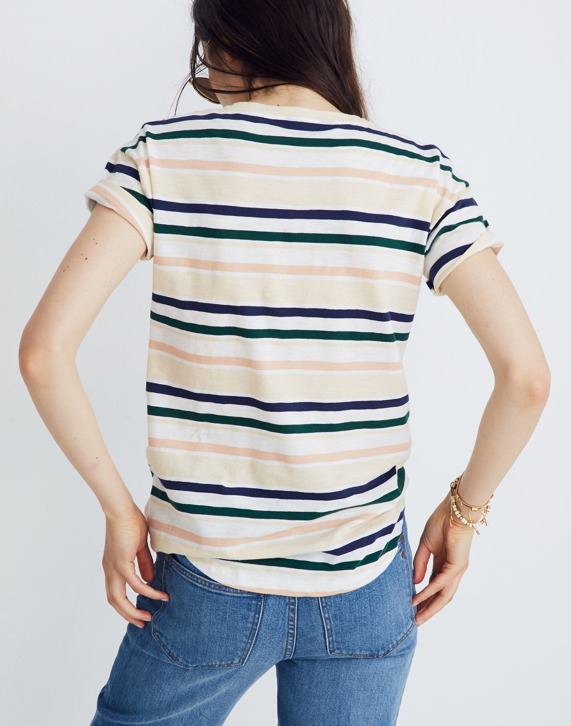 Whisper Cotton Crewneck Tee in Carlsbad Stripe