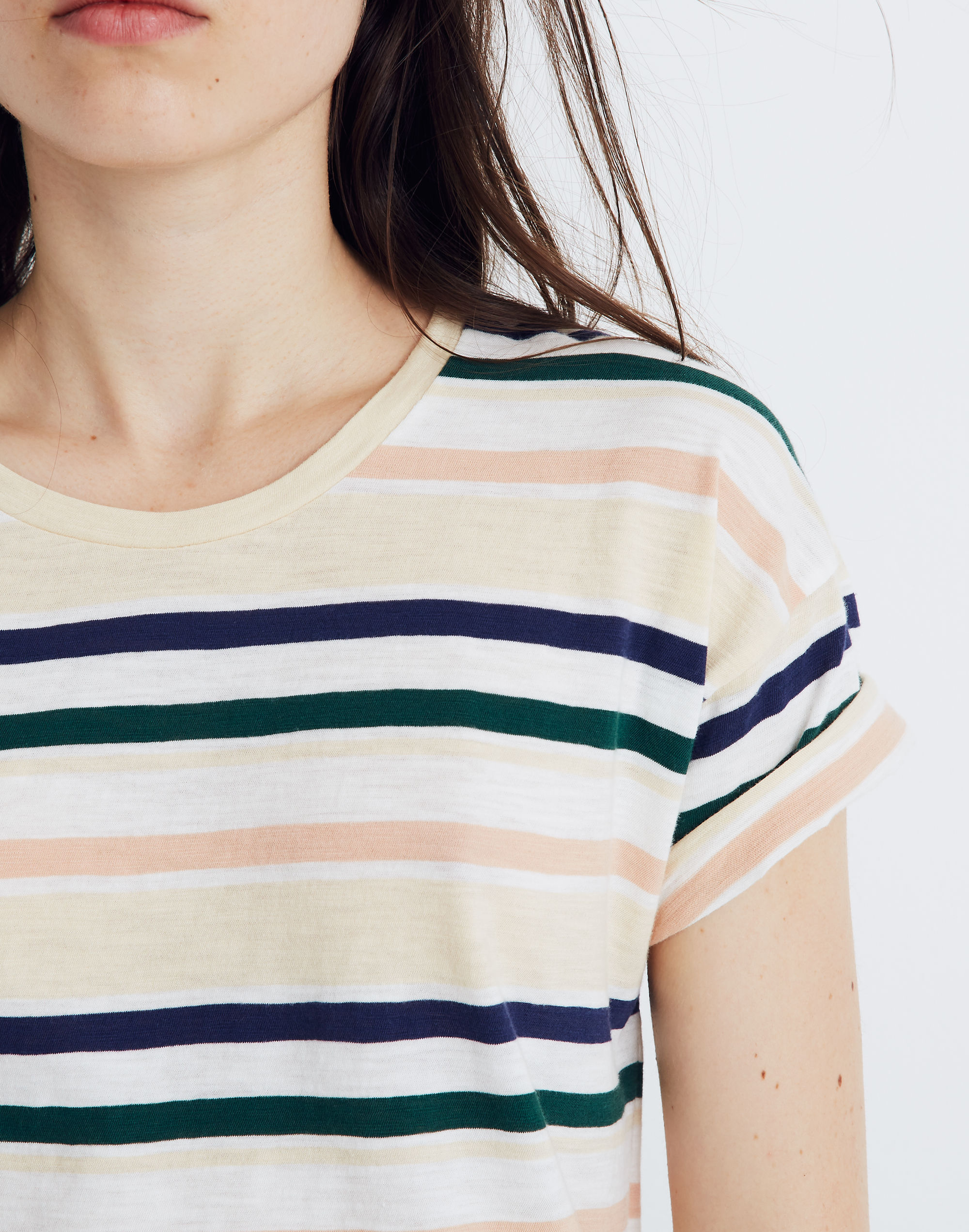 Whisper Cotton Crewneck Tee in Carlsbad Stripe