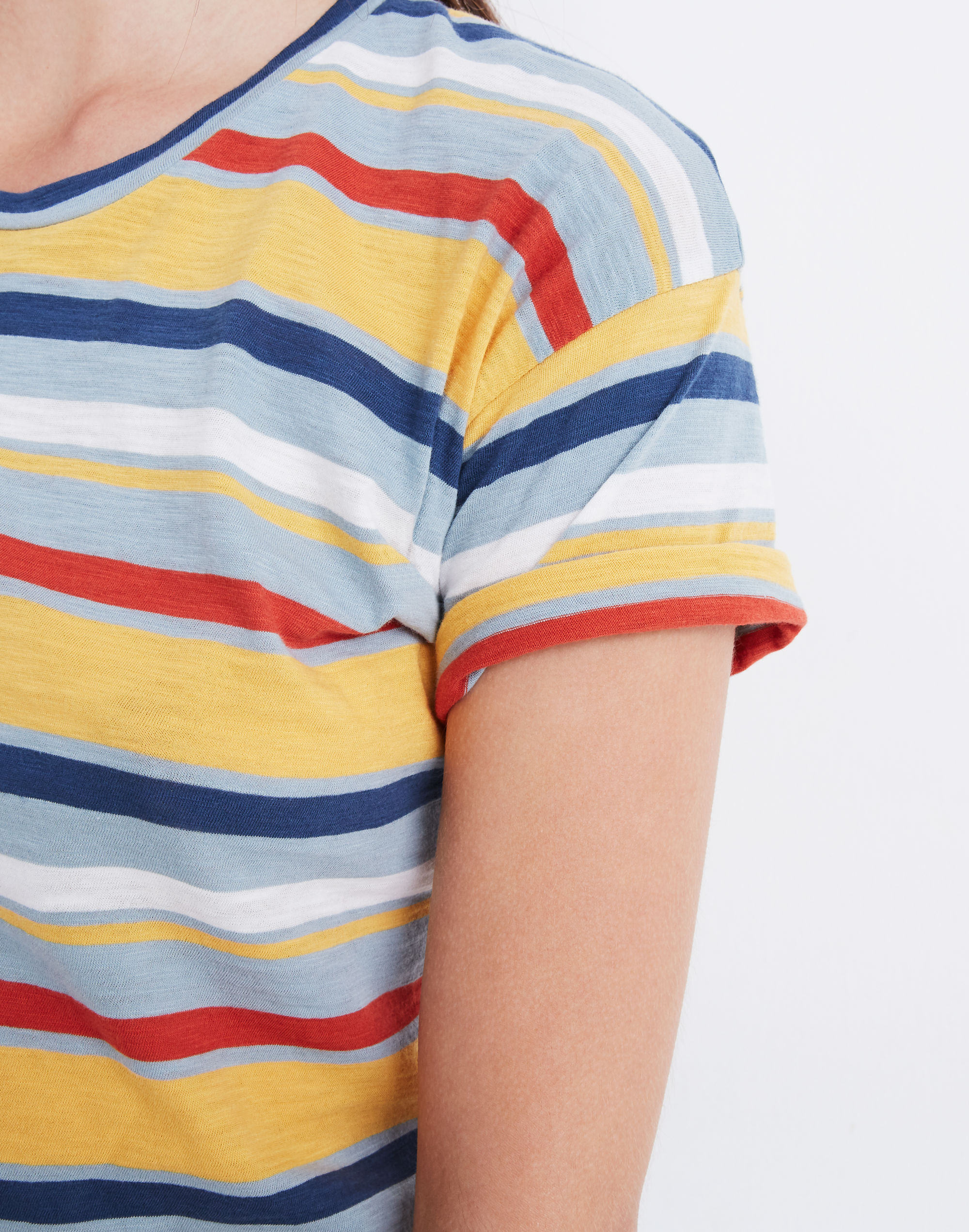 Whisper Cotton Crewneck Tee in Carlsbad Stripe