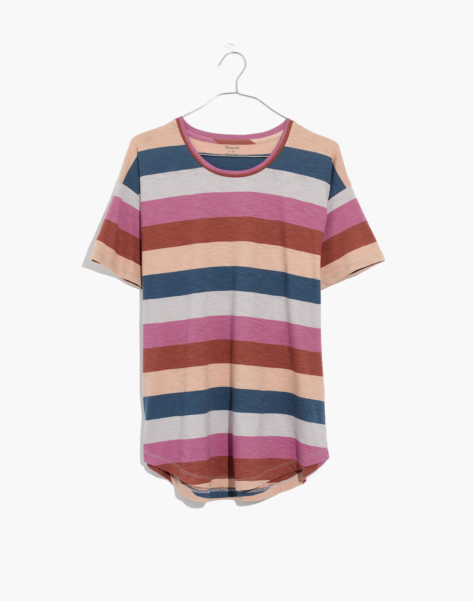 Whisper Cotton Crewneck Tee in Longrock Stripe