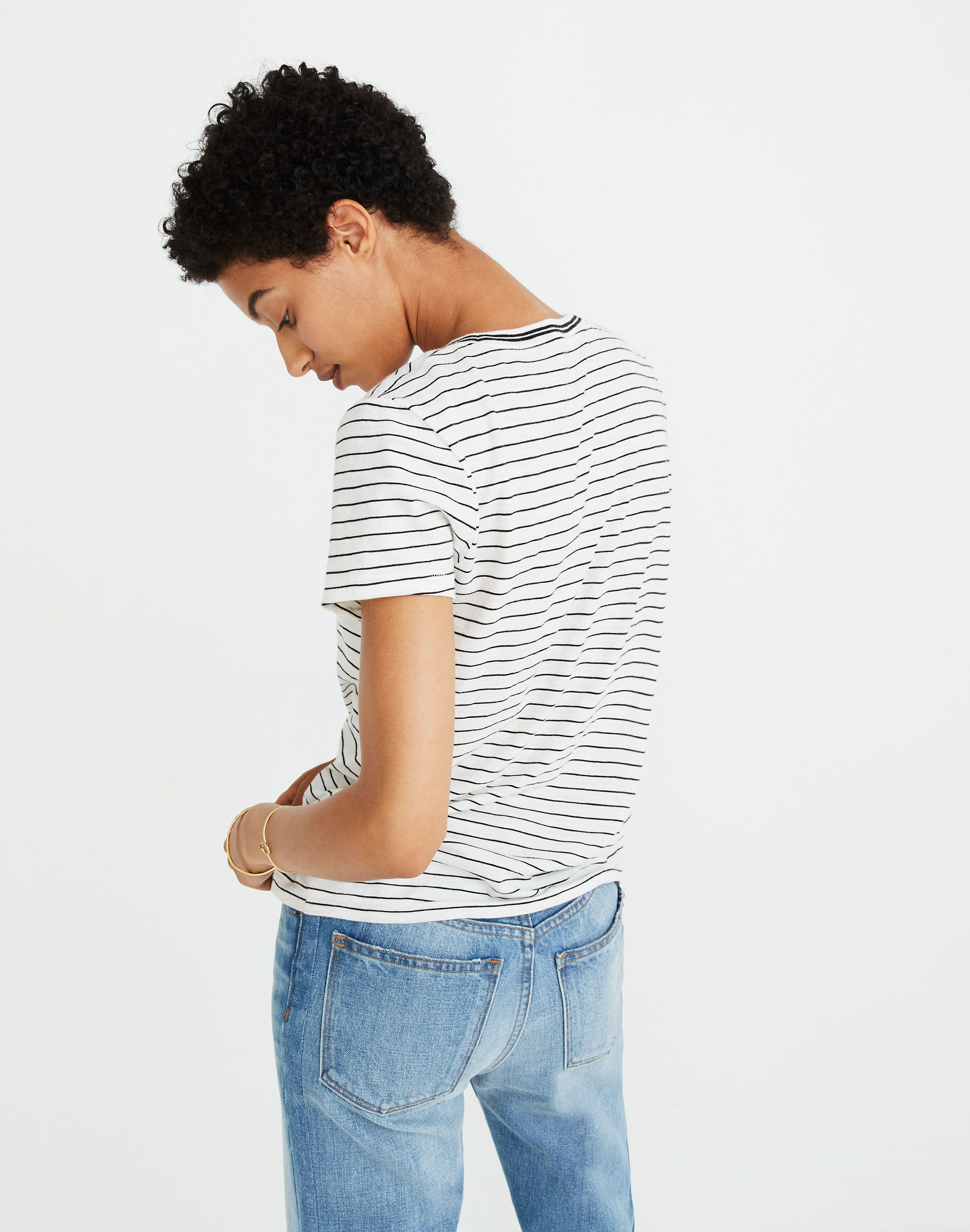 Whisper Cotton Ringer Tee in Damien Stripe
