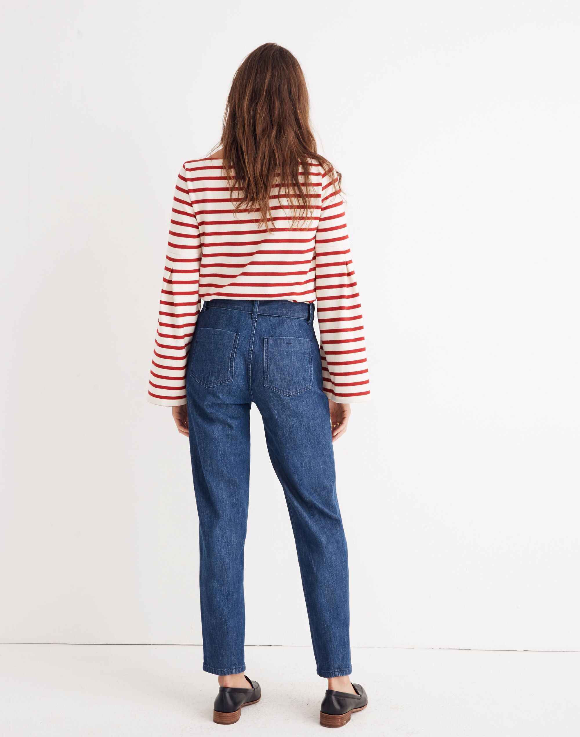 Denim Tie-Waist Tapered Pants