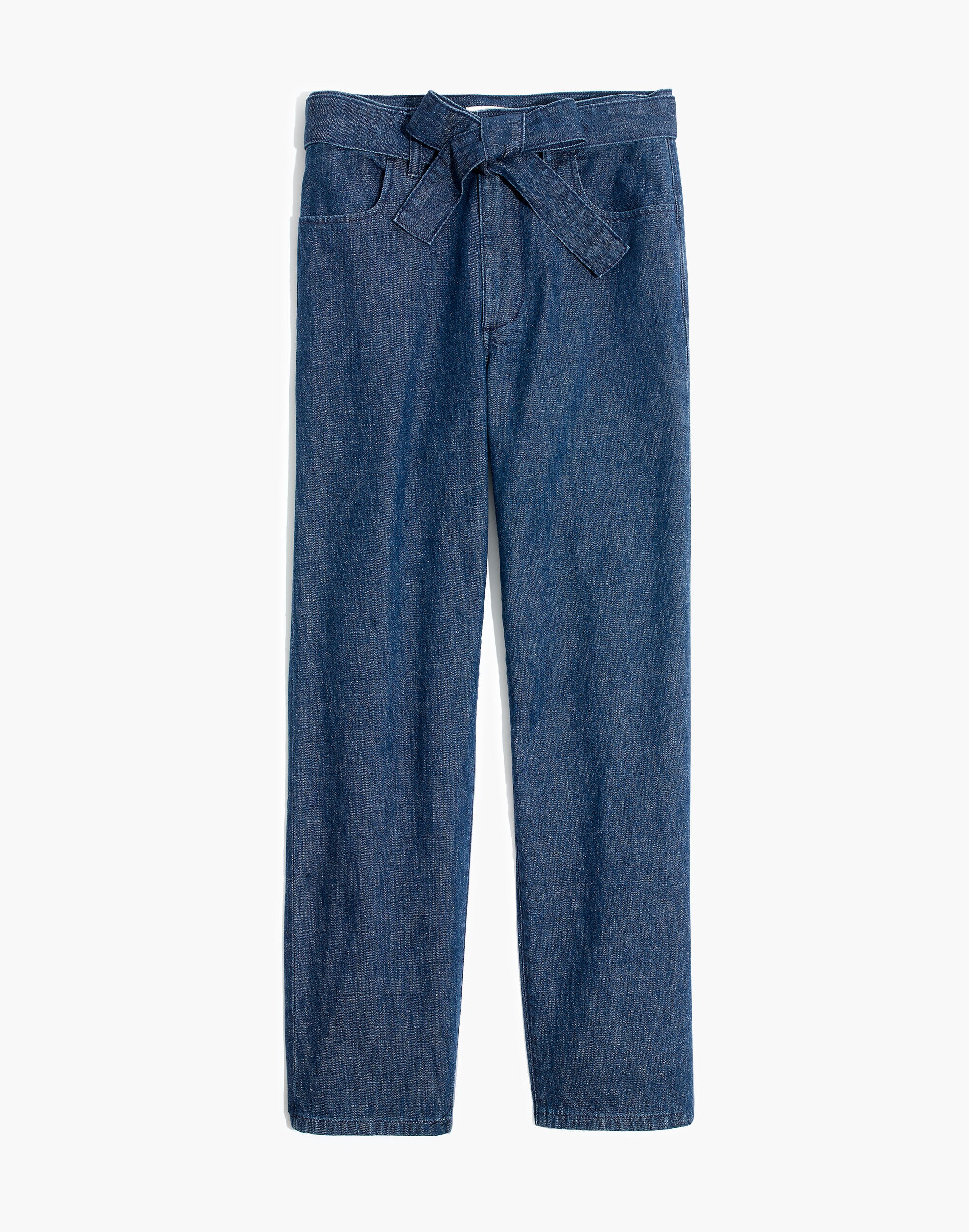 Denim Tie-Waist Tapered Pants