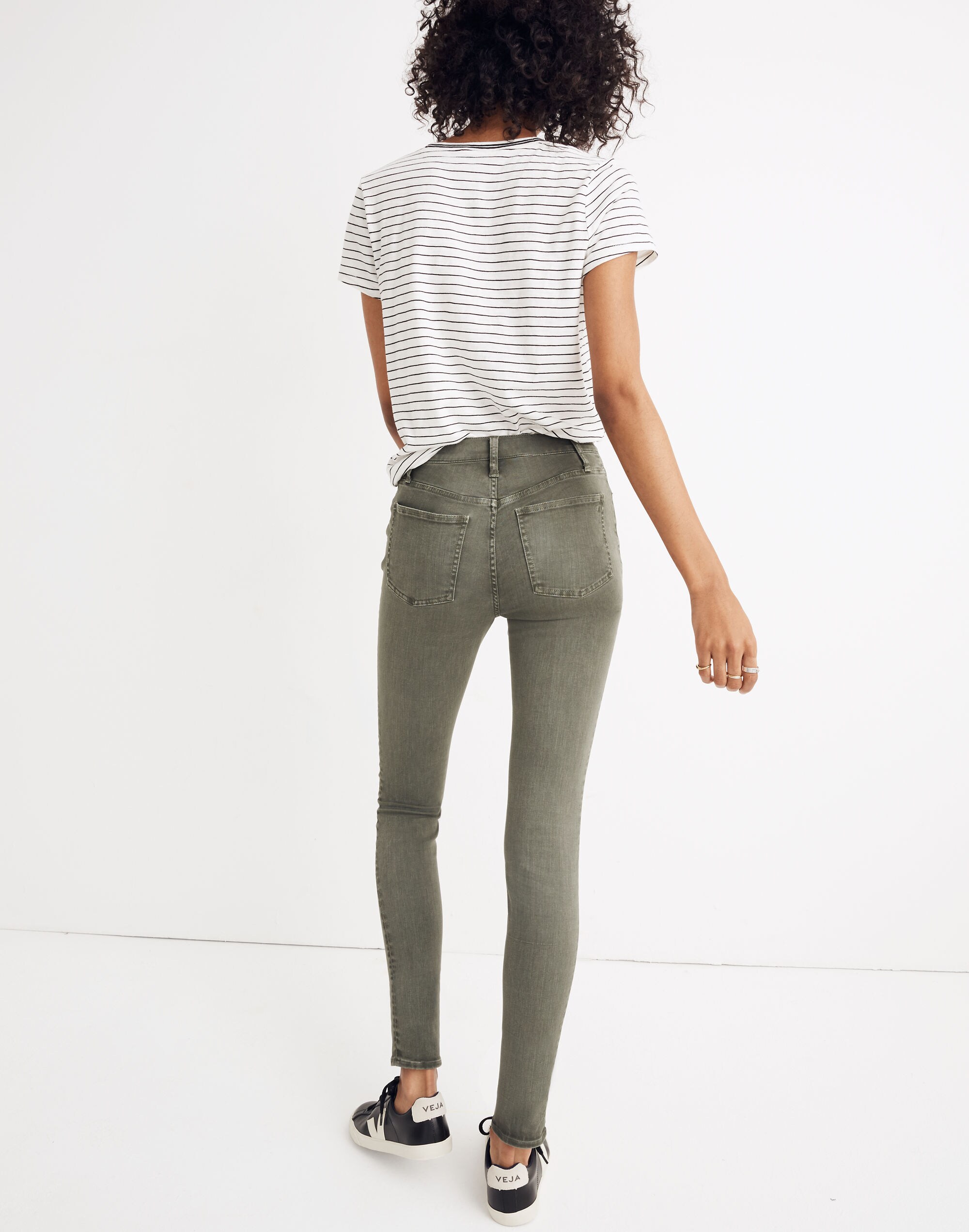 Petite 9" Mid-Rise Skinny Jeans: Garment-Dyed Button-Front Edition