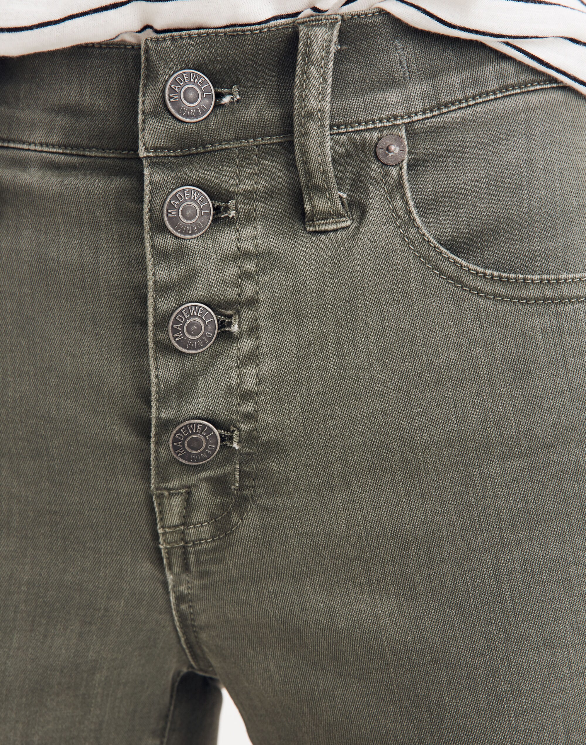 Petite 9" Mid-Rise Skinny Jeans: Garment-Dyed Button-Front Edition