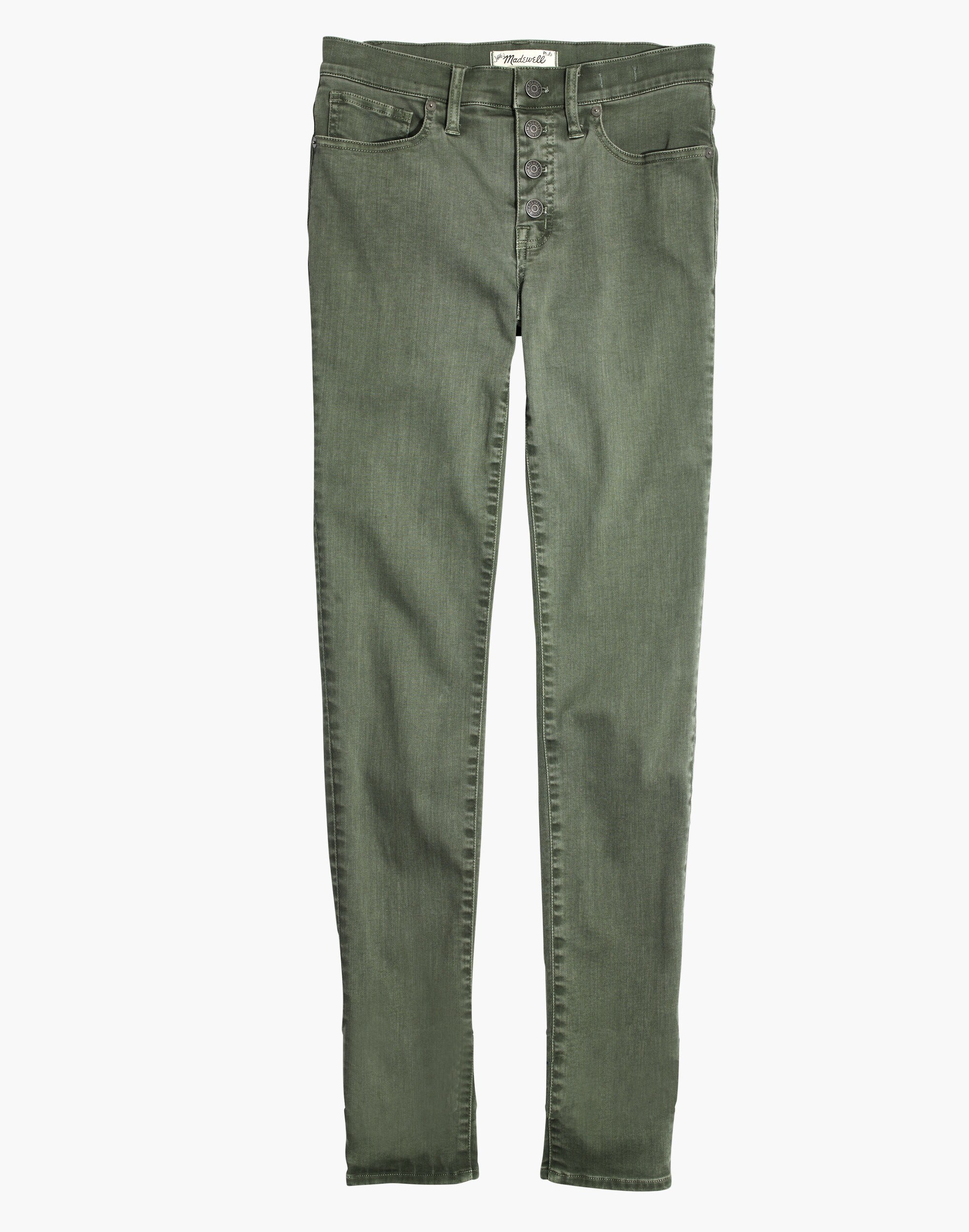 Petite 9" Mid-Rise Skinny Jeans: Garment-Dyed Button-Front Edition