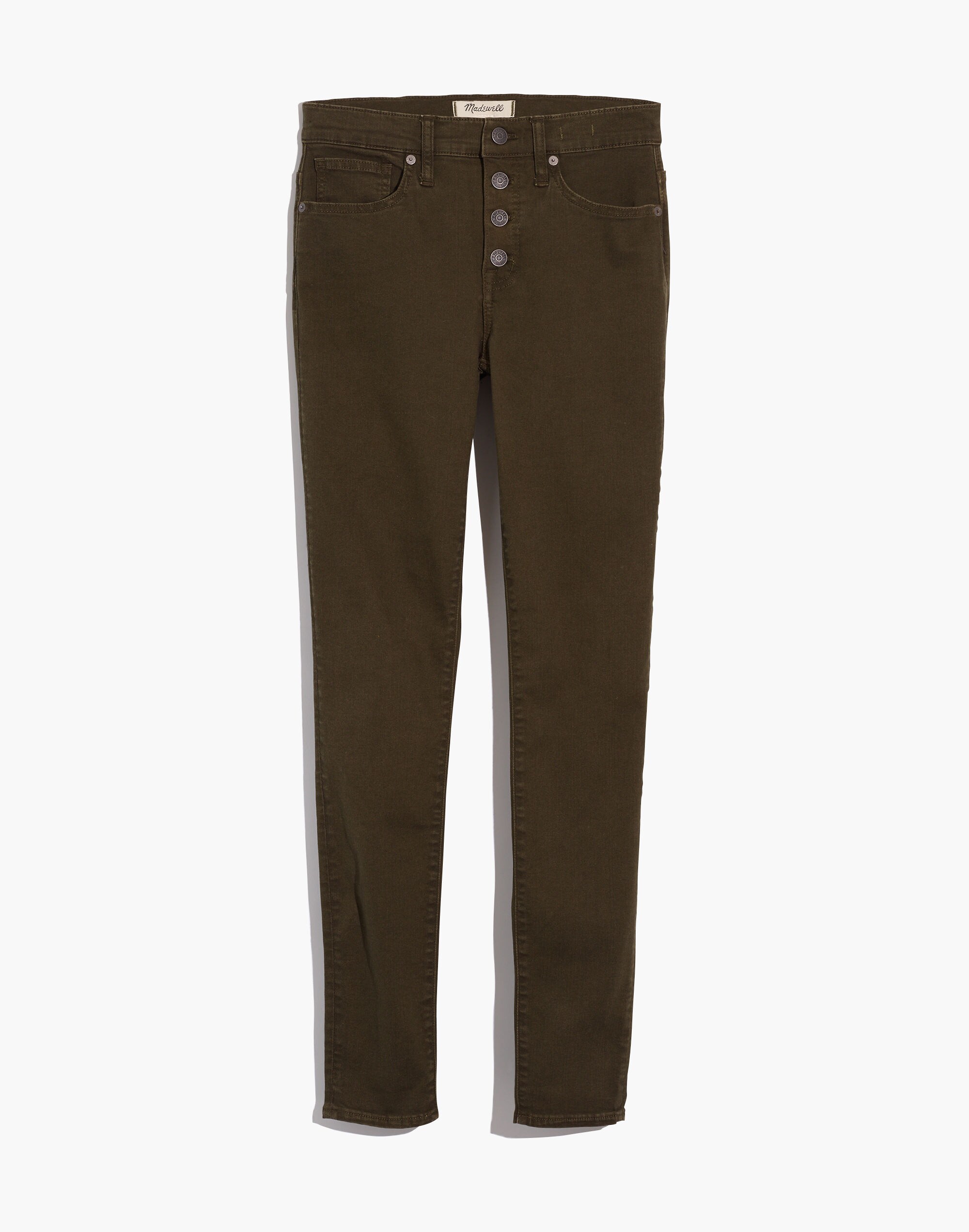 9" Mid-Rise Skinny Jeans: Garment-Dyed Button-Front Edition