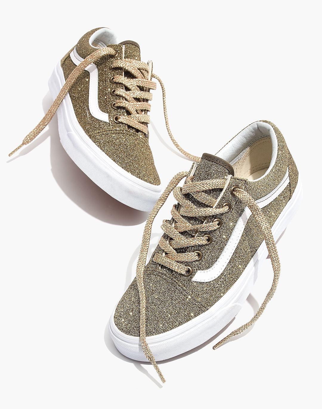 Vans® Unisex Old Skool Lace-Up Sneakers in Gold Glitter