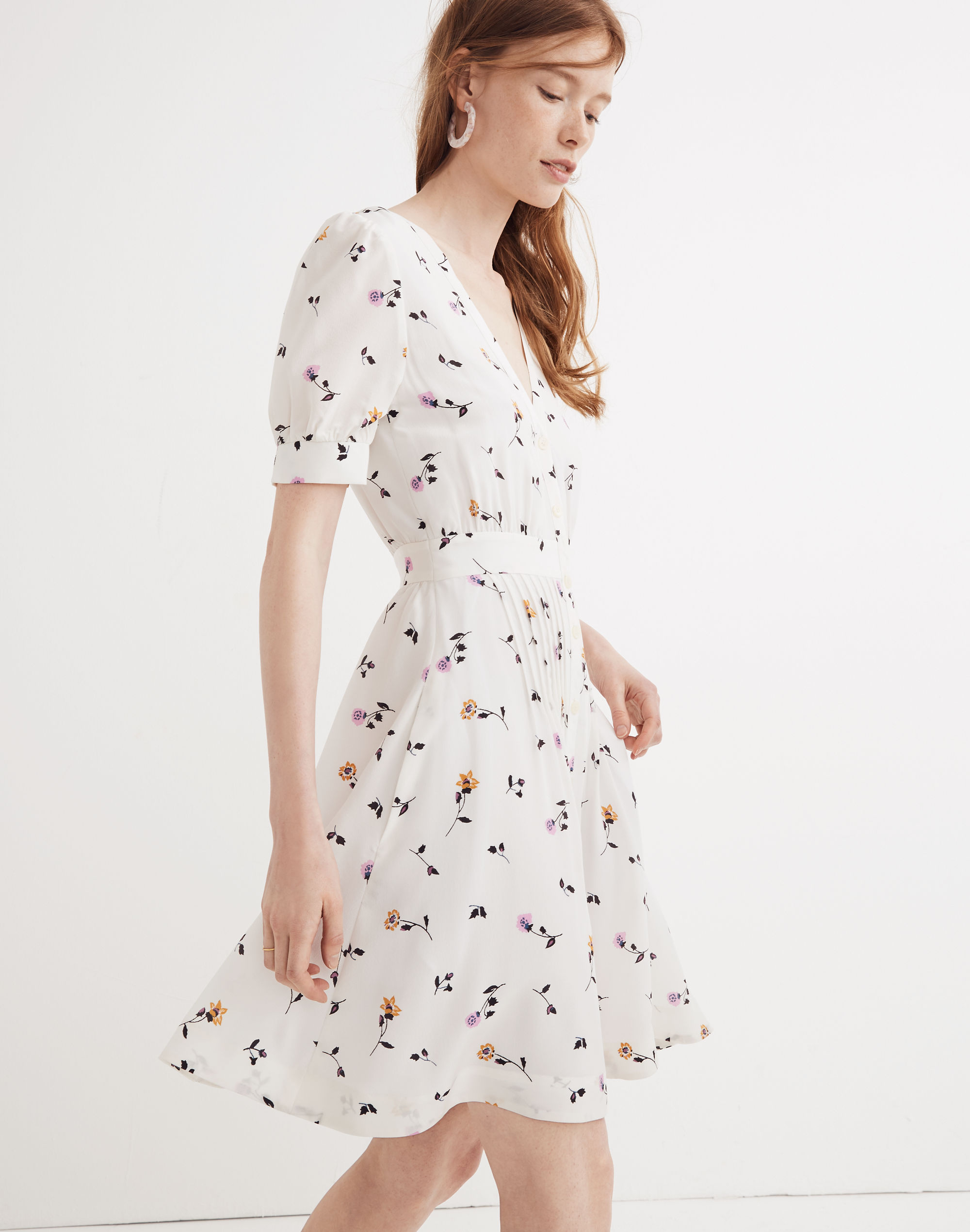 Daylily Pintuck Dress in Sweet Blossoms