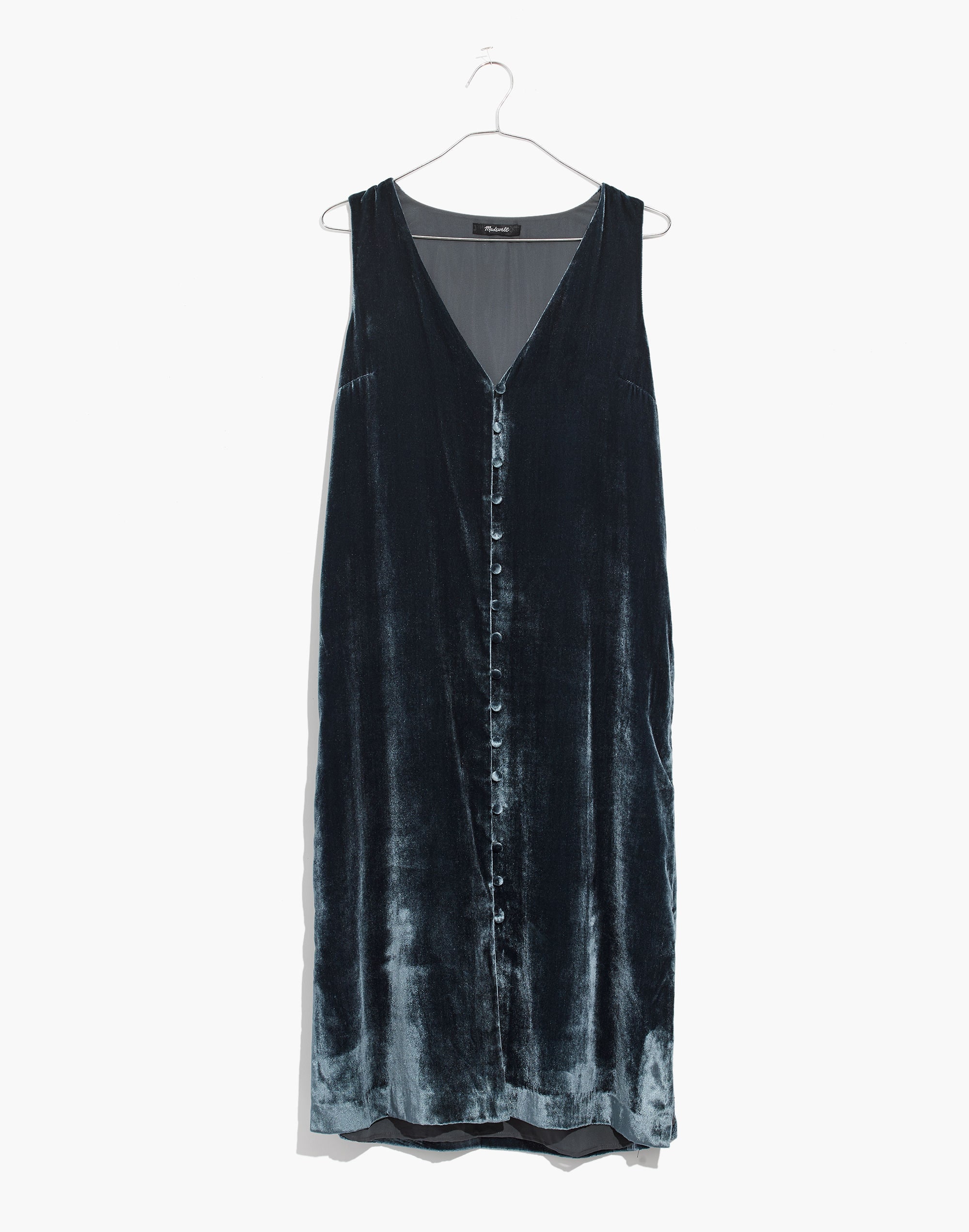 Velvet Button-Front Midi Dress