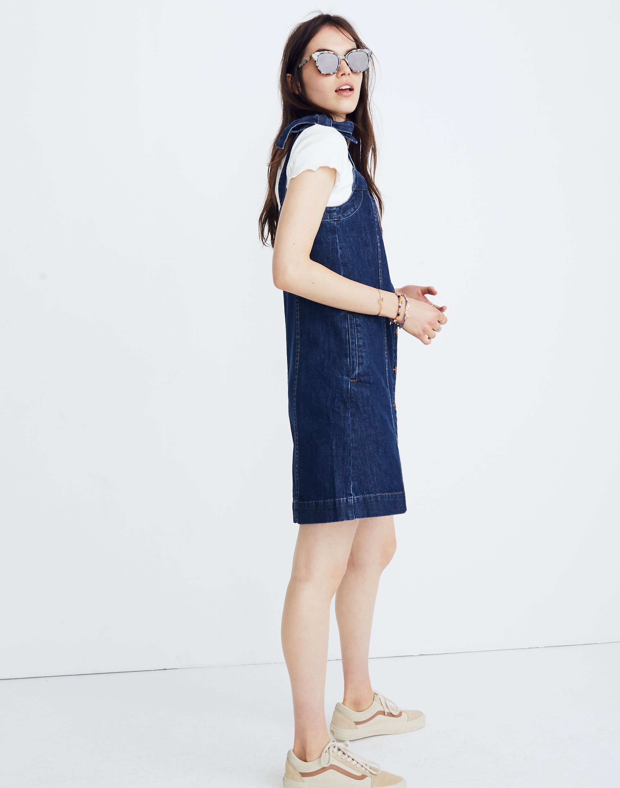 Denim Tie-Strap Mini Dress