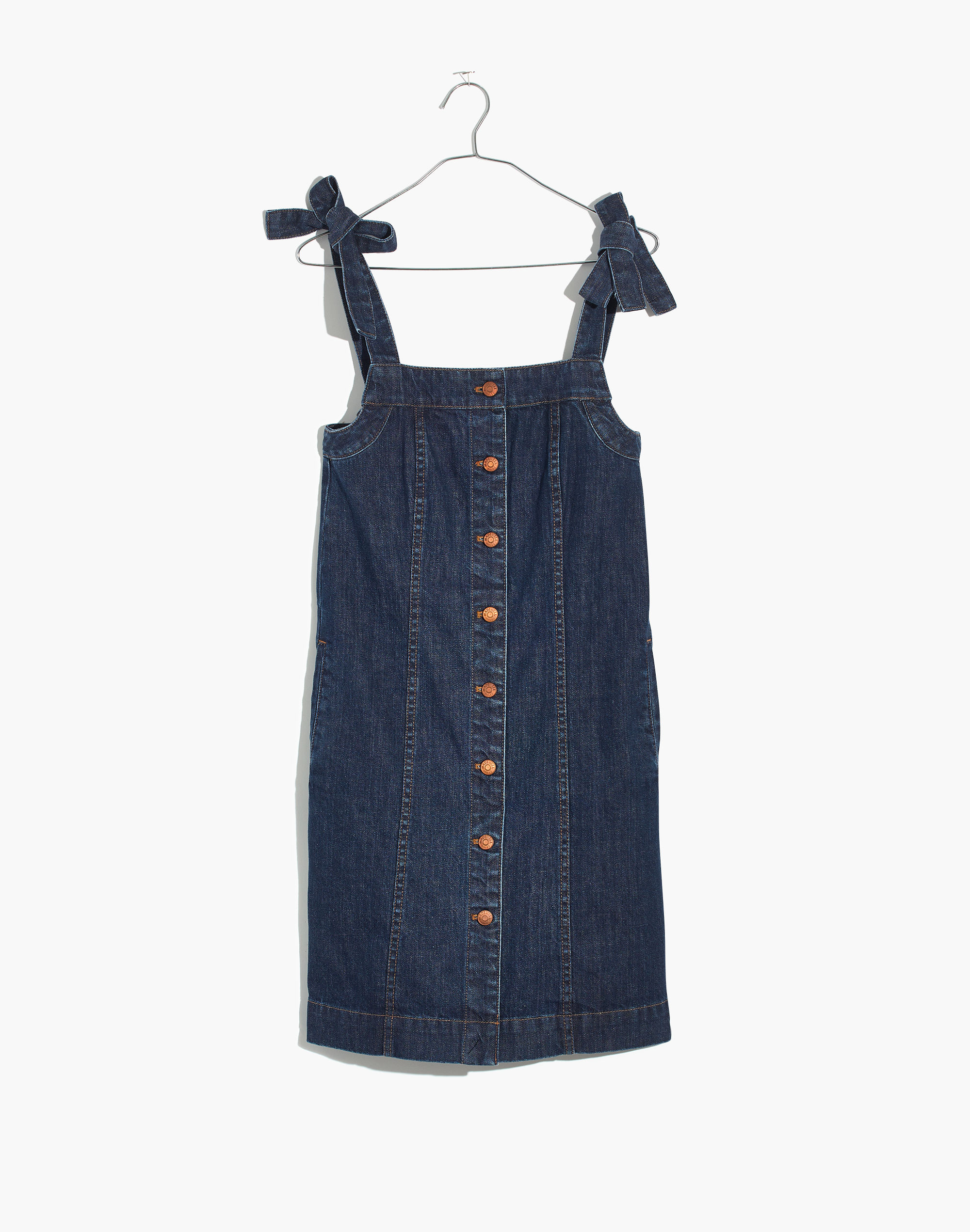 Denim Tie-Strap Mini Dress