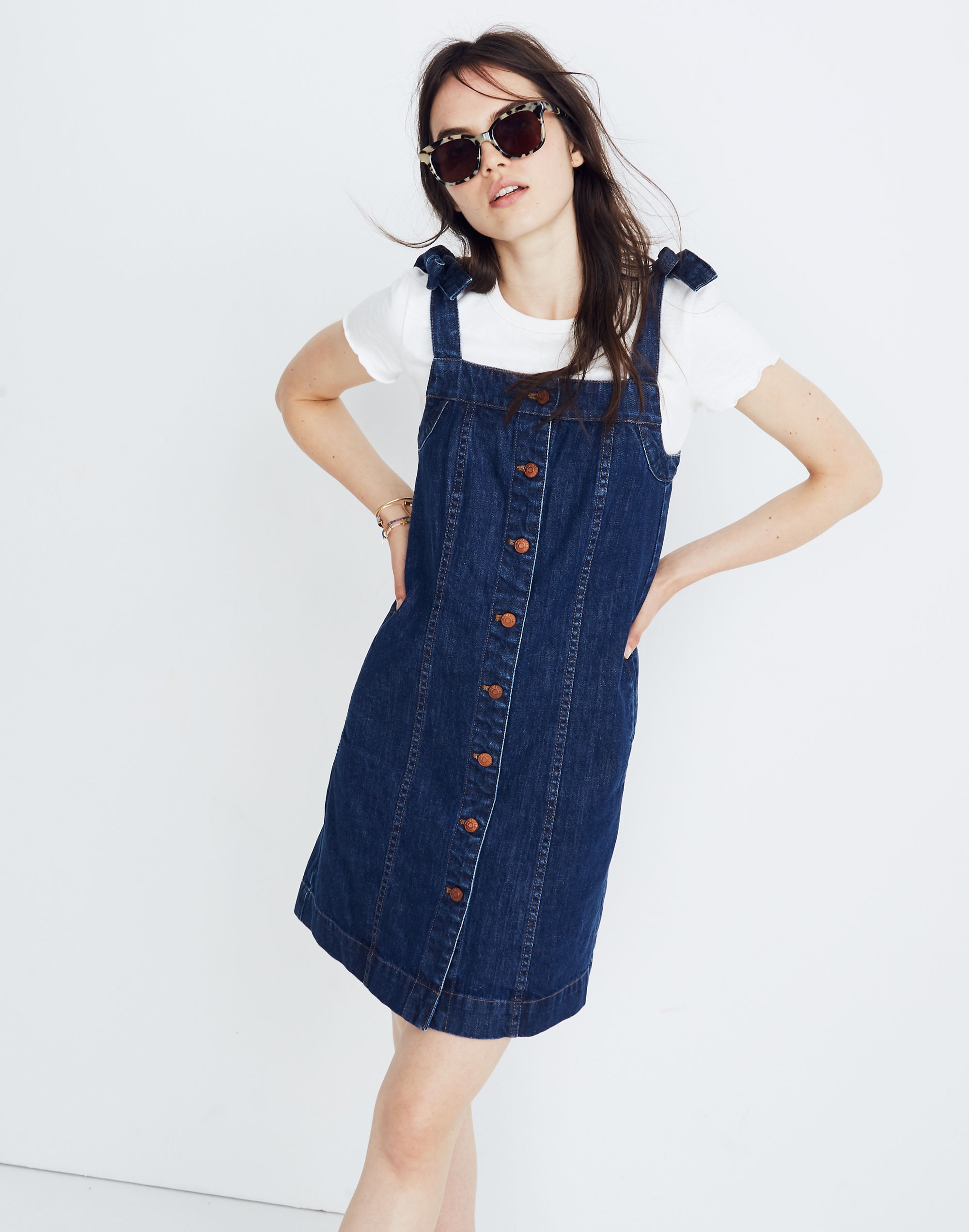 Denim Tie-Strap Mini Dress