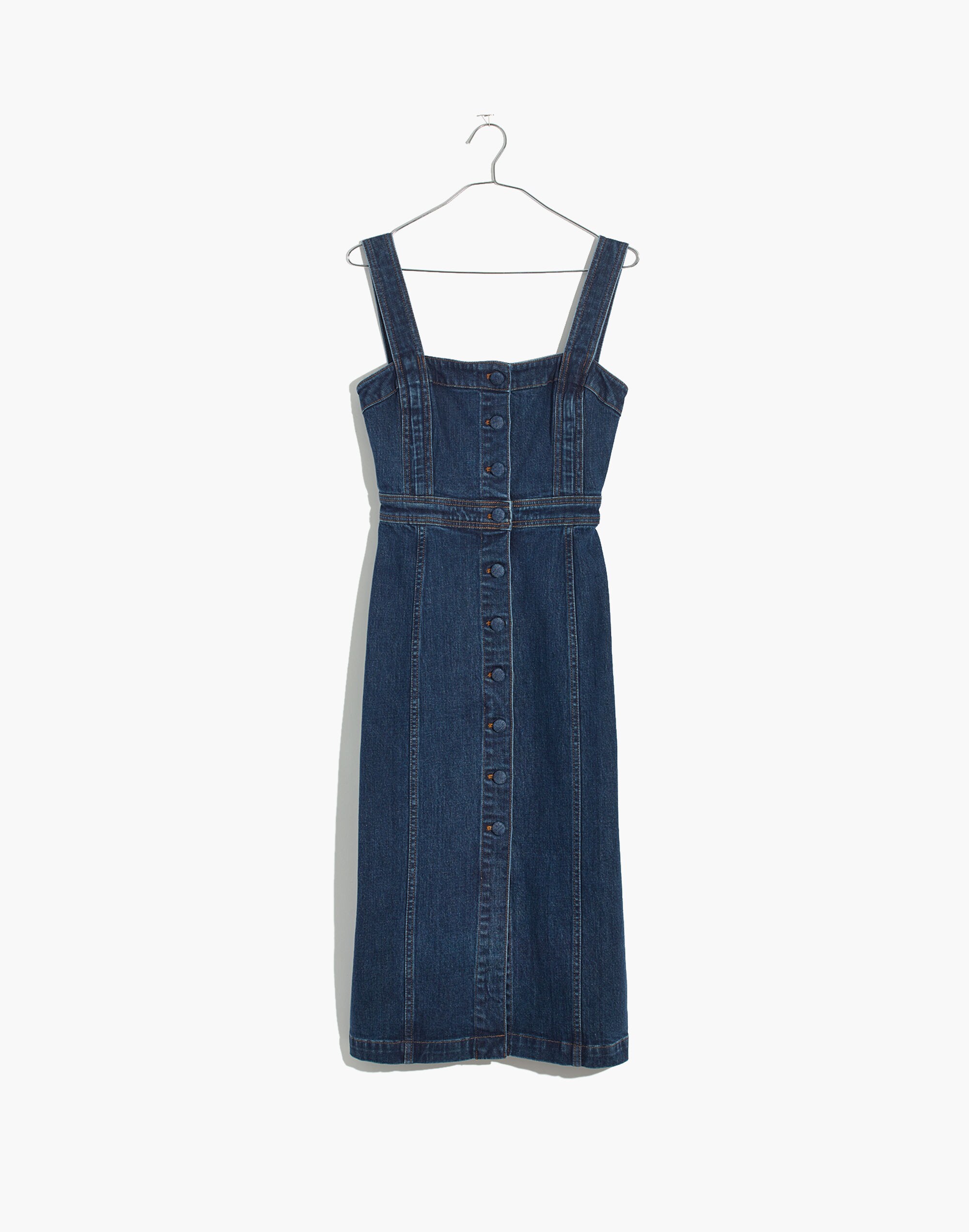Denim Covered-Button Dress