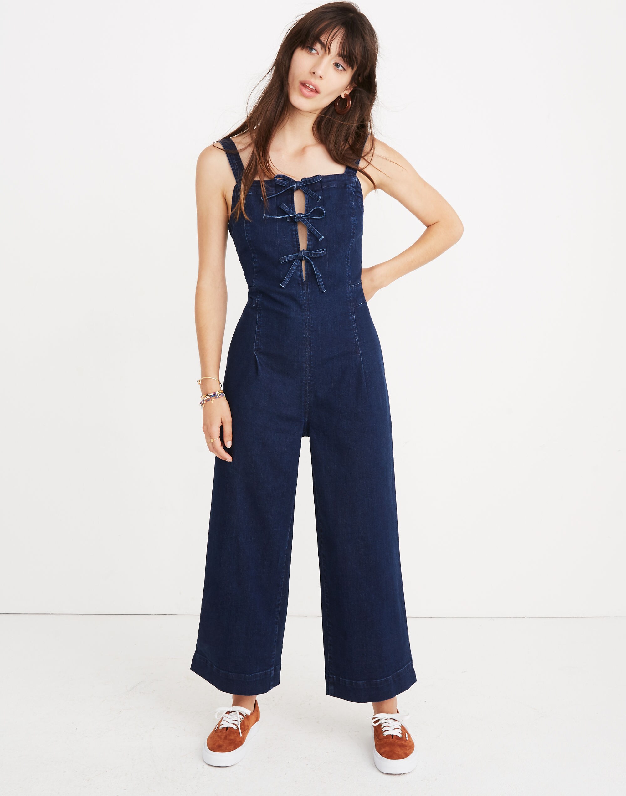 Denim Tie-Front Jumpsuit