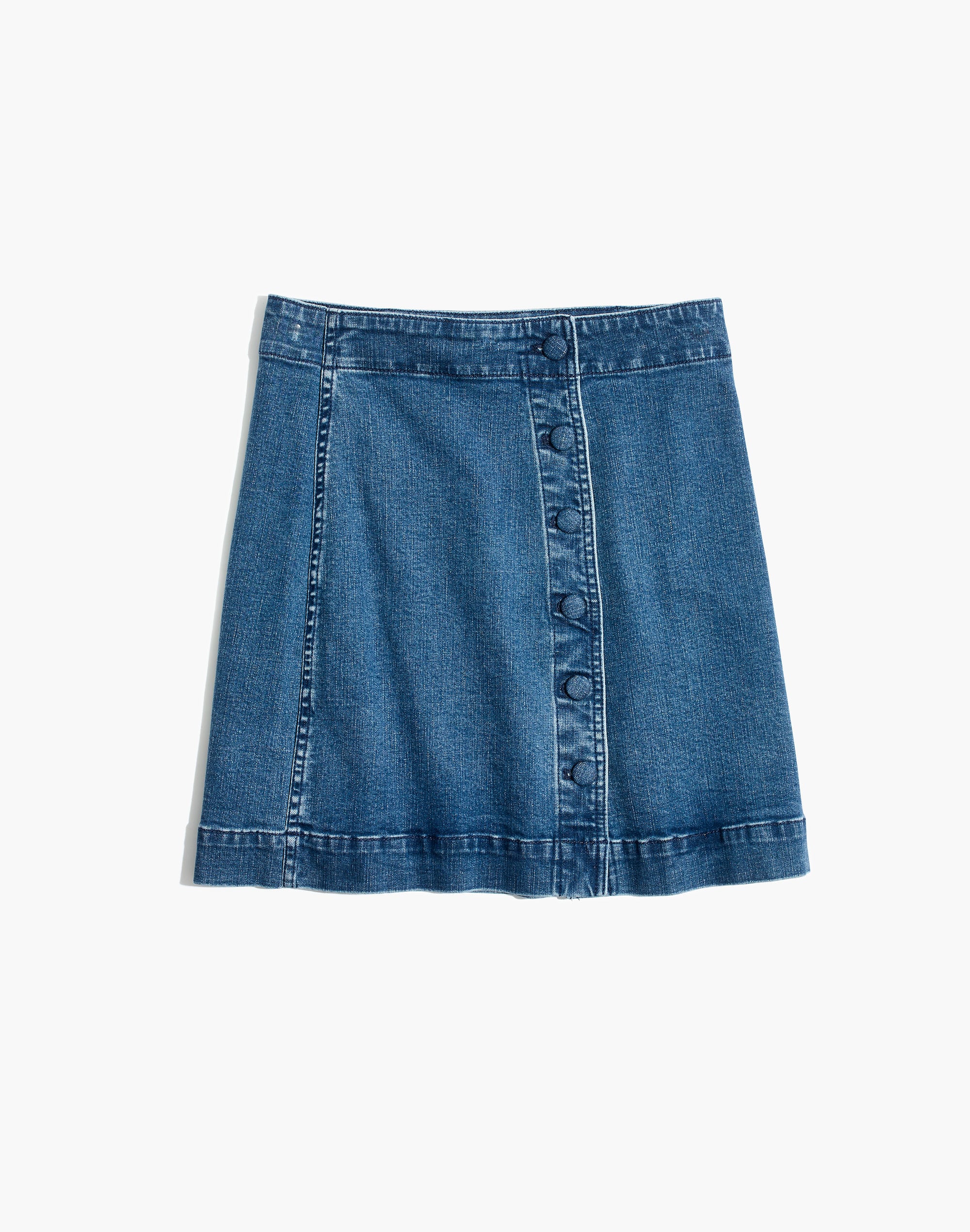Stretch Denim A-Line Mini Skirt: Asymmetrical Edition