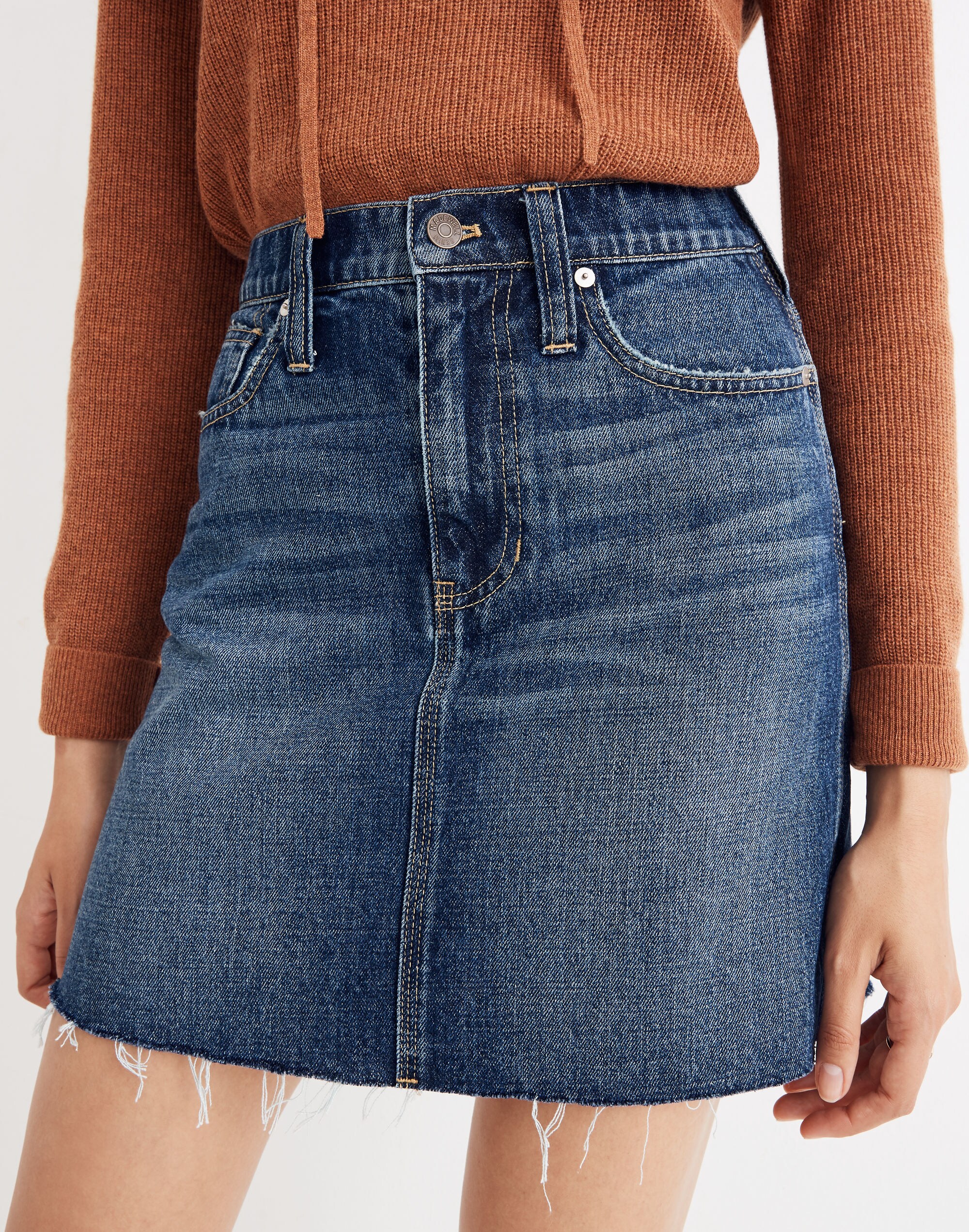 Rigid Denim Straight Mini Skirt: Reworked Edition