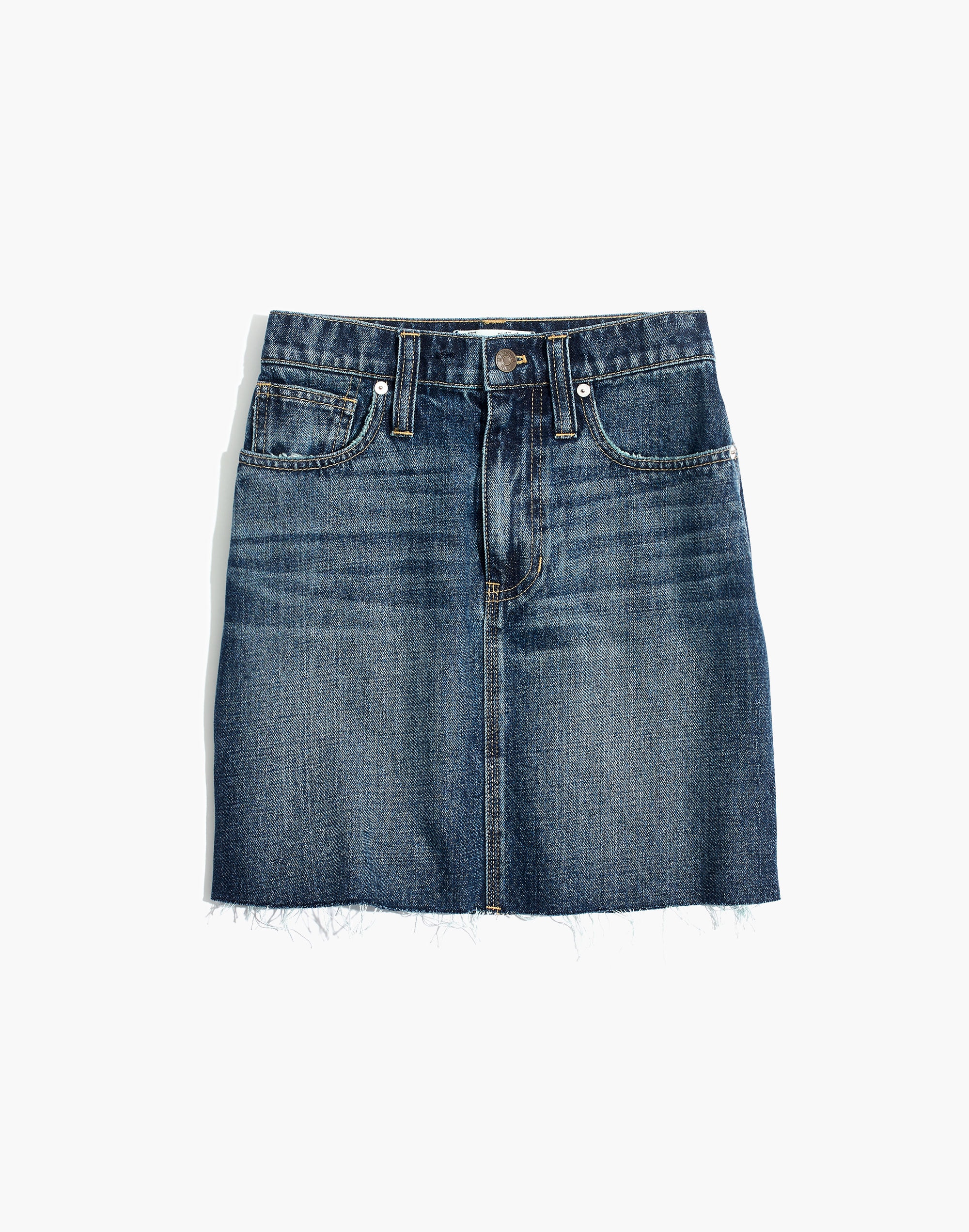 Rigid Denim Straight Mini Skirt: Reworked Edition
