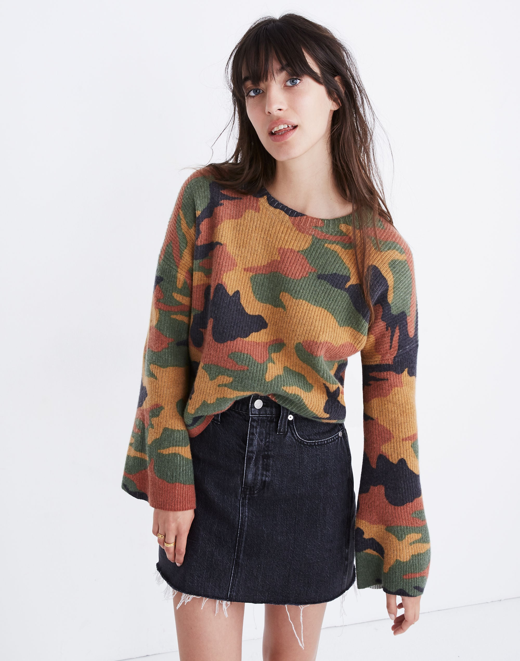 Rigid Denim Straight Mini Skirt in Hideaway Wash