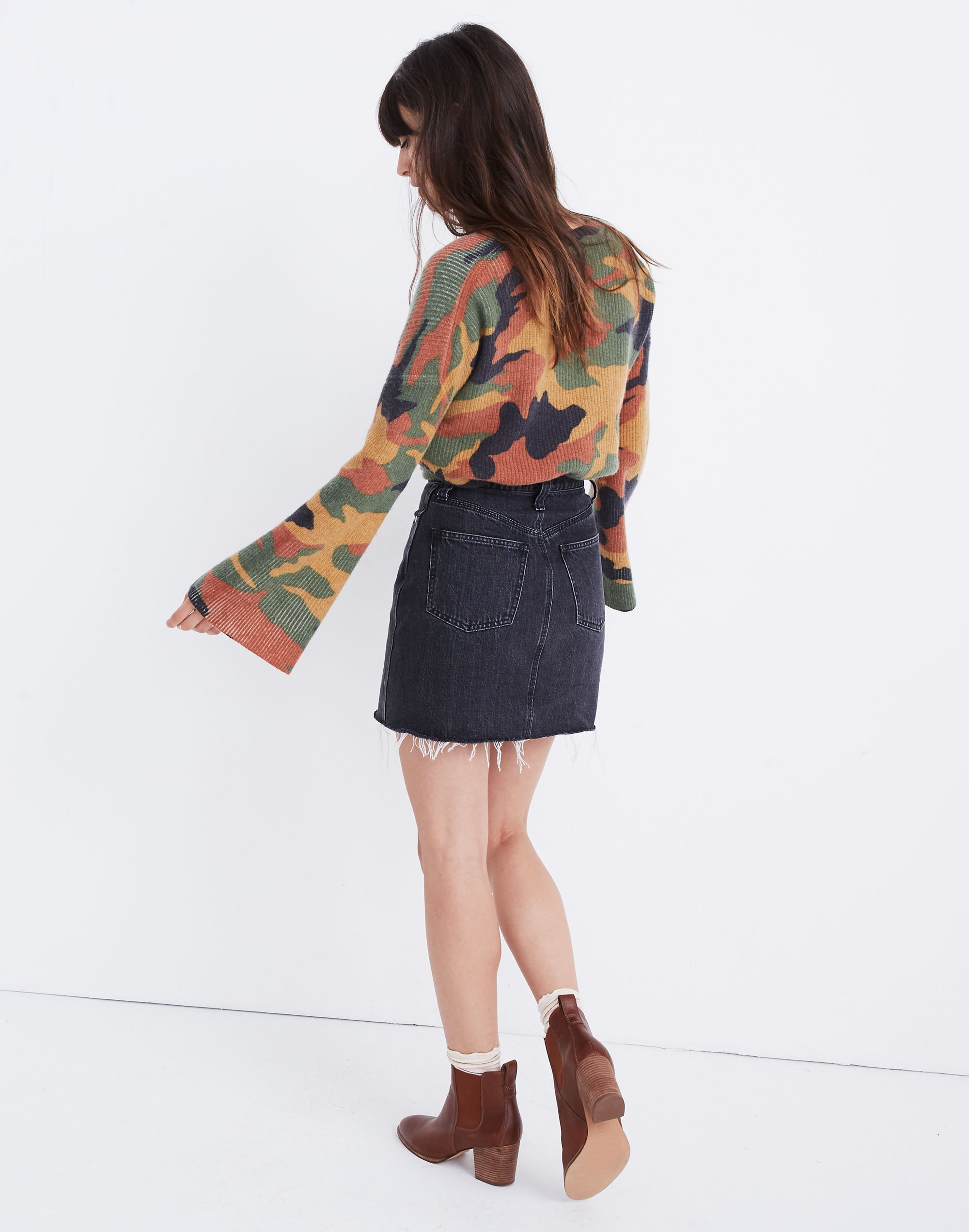 Rigid Denim Straight Mini Skirt in Hideaway Wash