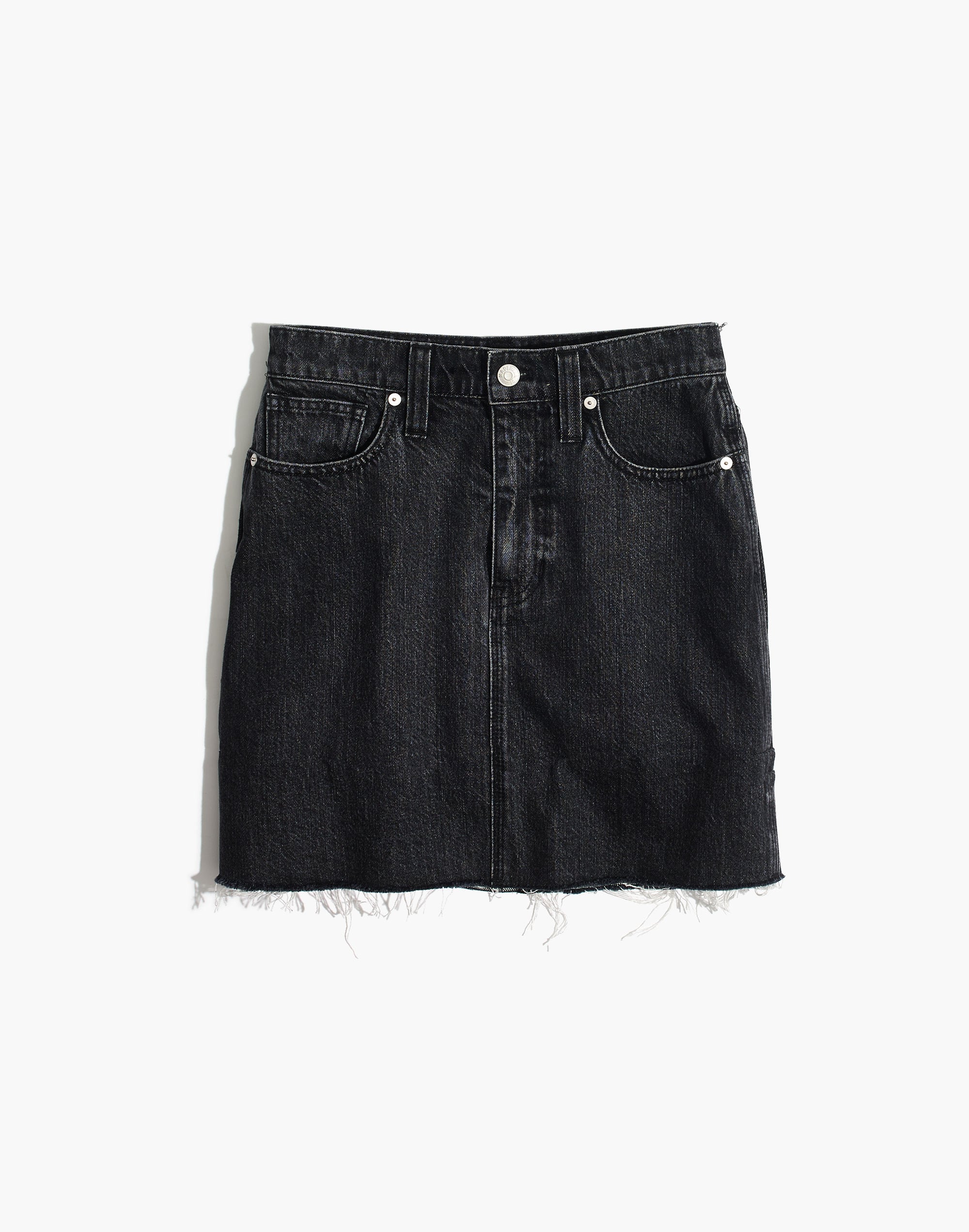 Rigid Denim Straight Mini Skirt in Hideaway Wash