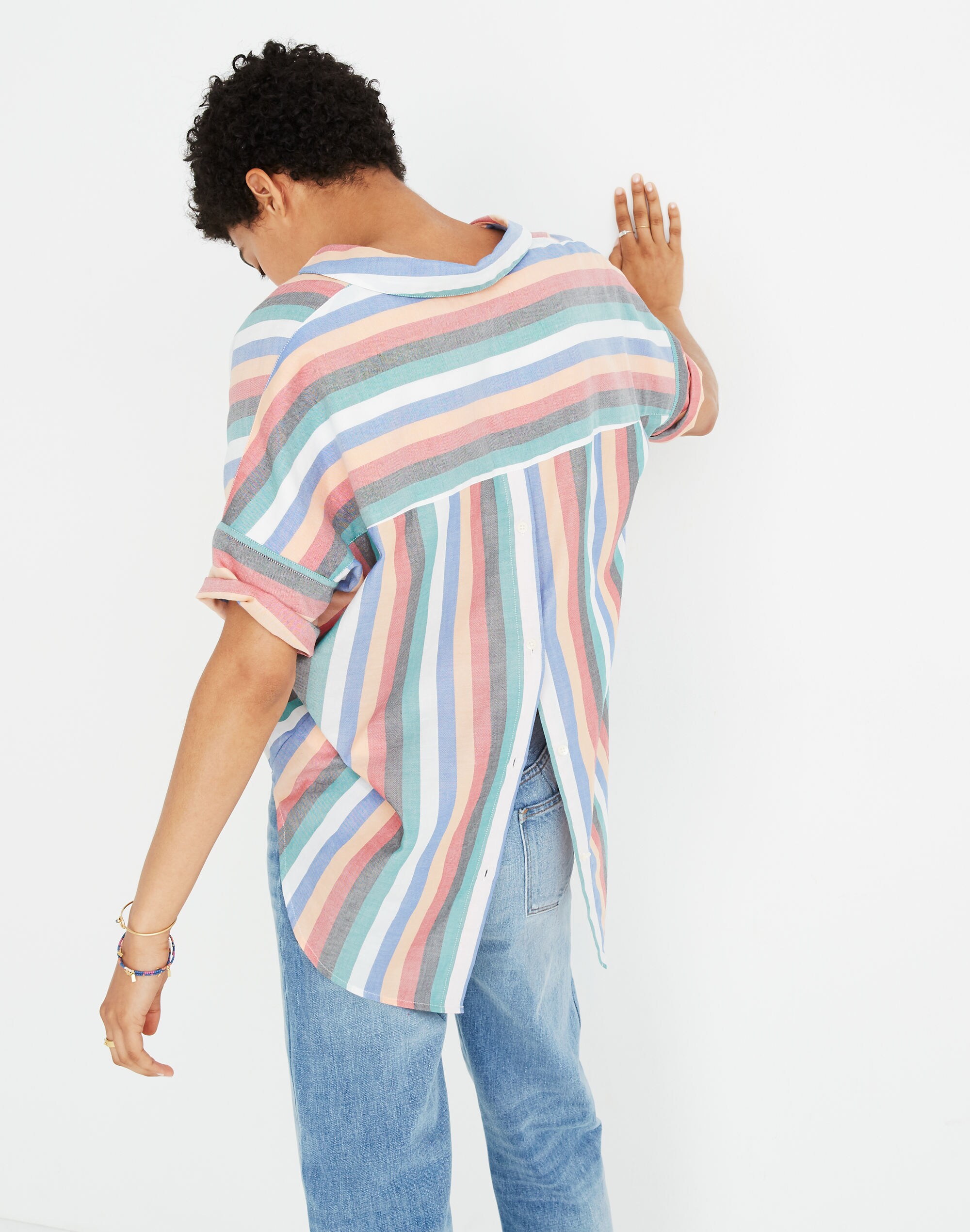 Courier Button-Back Shirt in Festival Stripe