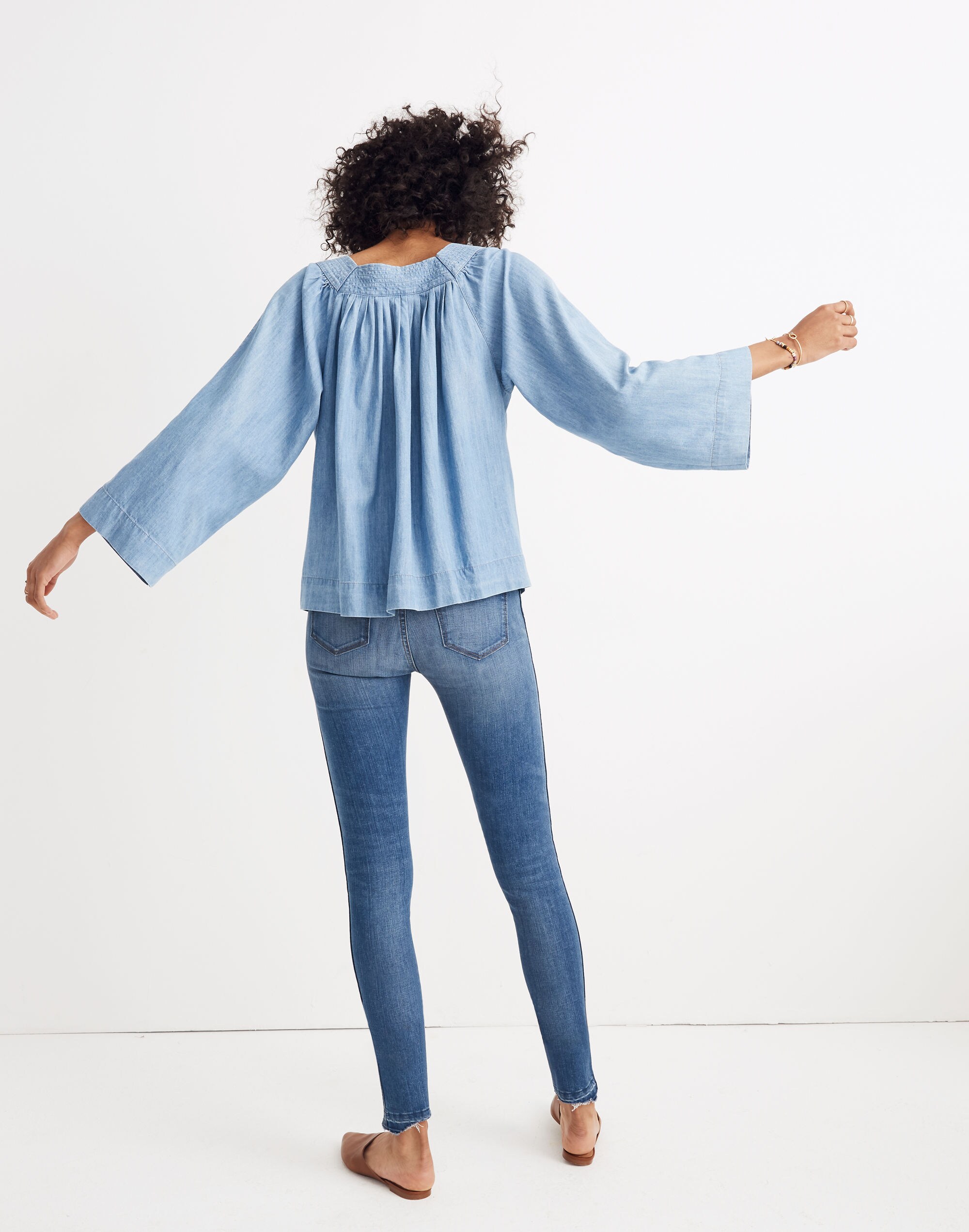 Denim Square-Neck Top