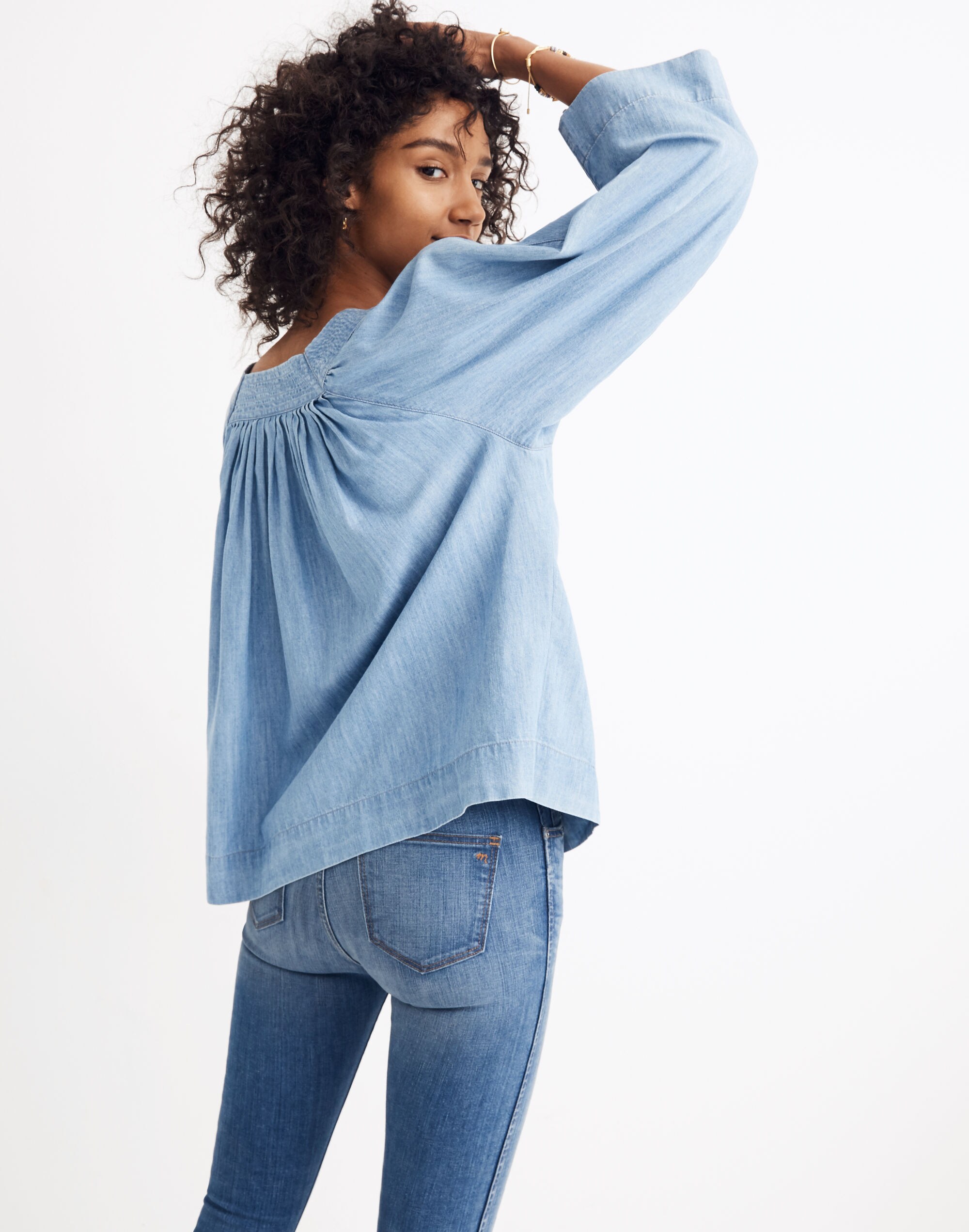 Denim Square-Neck Top