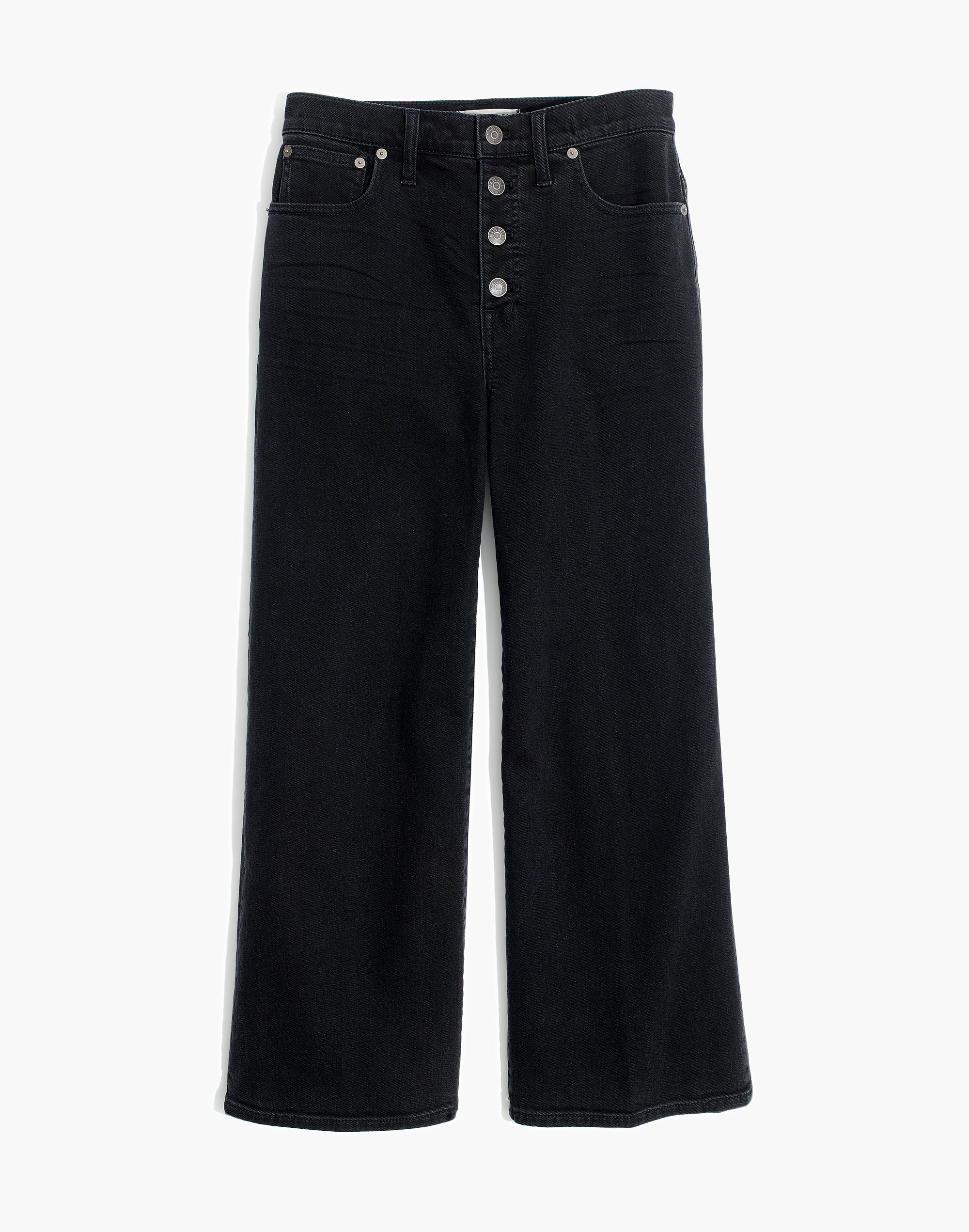Wide-Leg Crop Jeans in Lunar Wash: Button-Front Edition