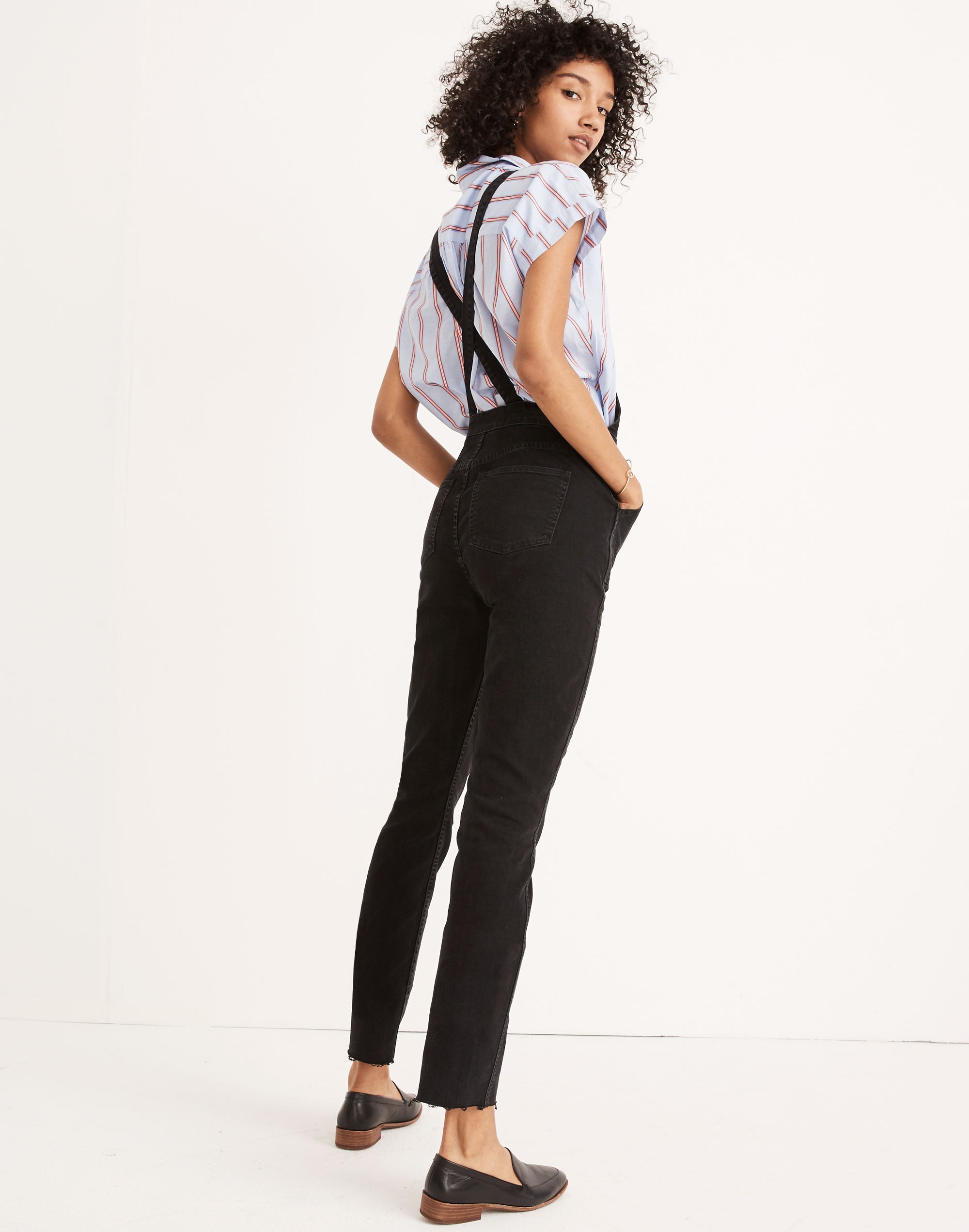 skinny overalls in lunar wash