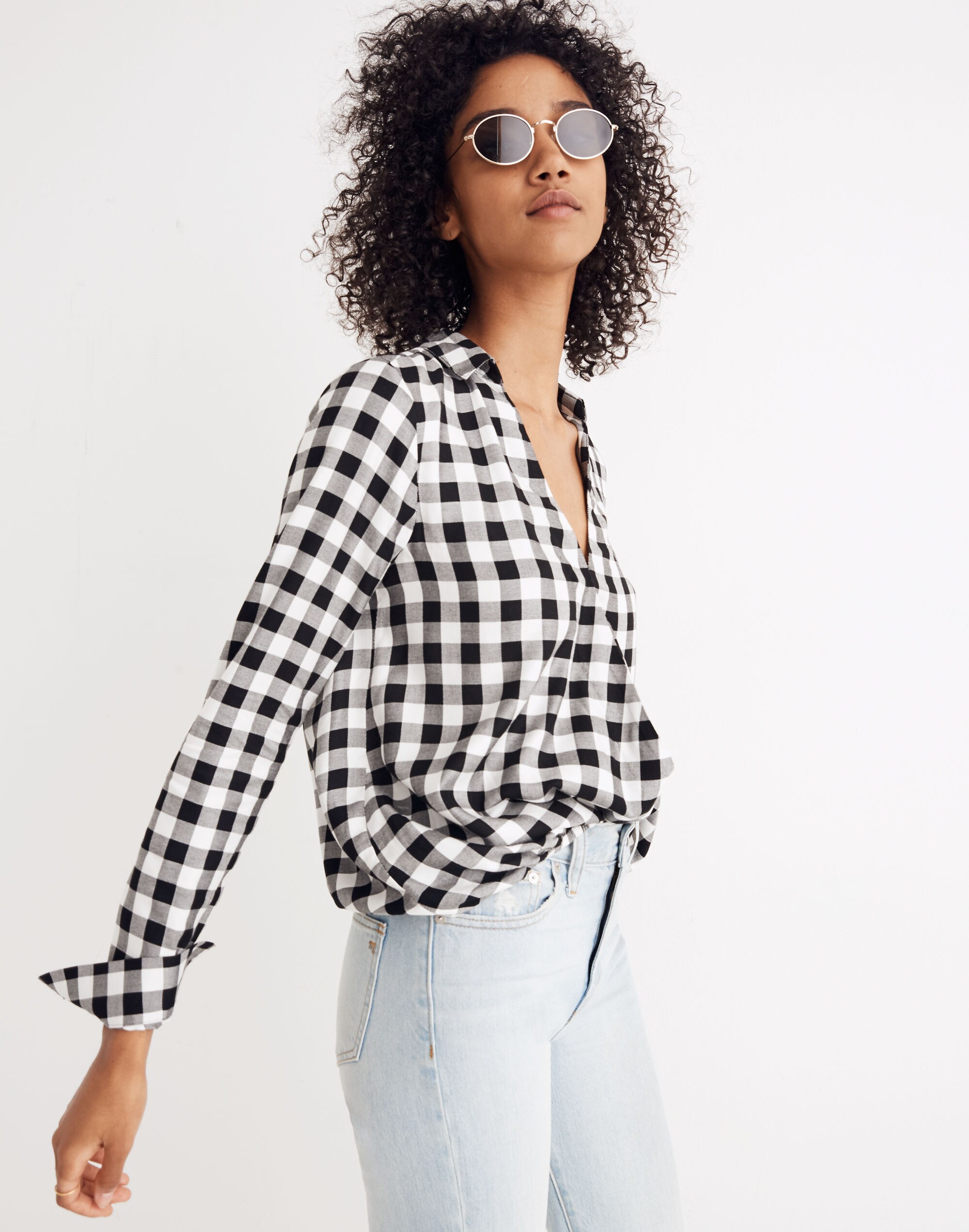Wrap-Front Shirt in Buffalo Check