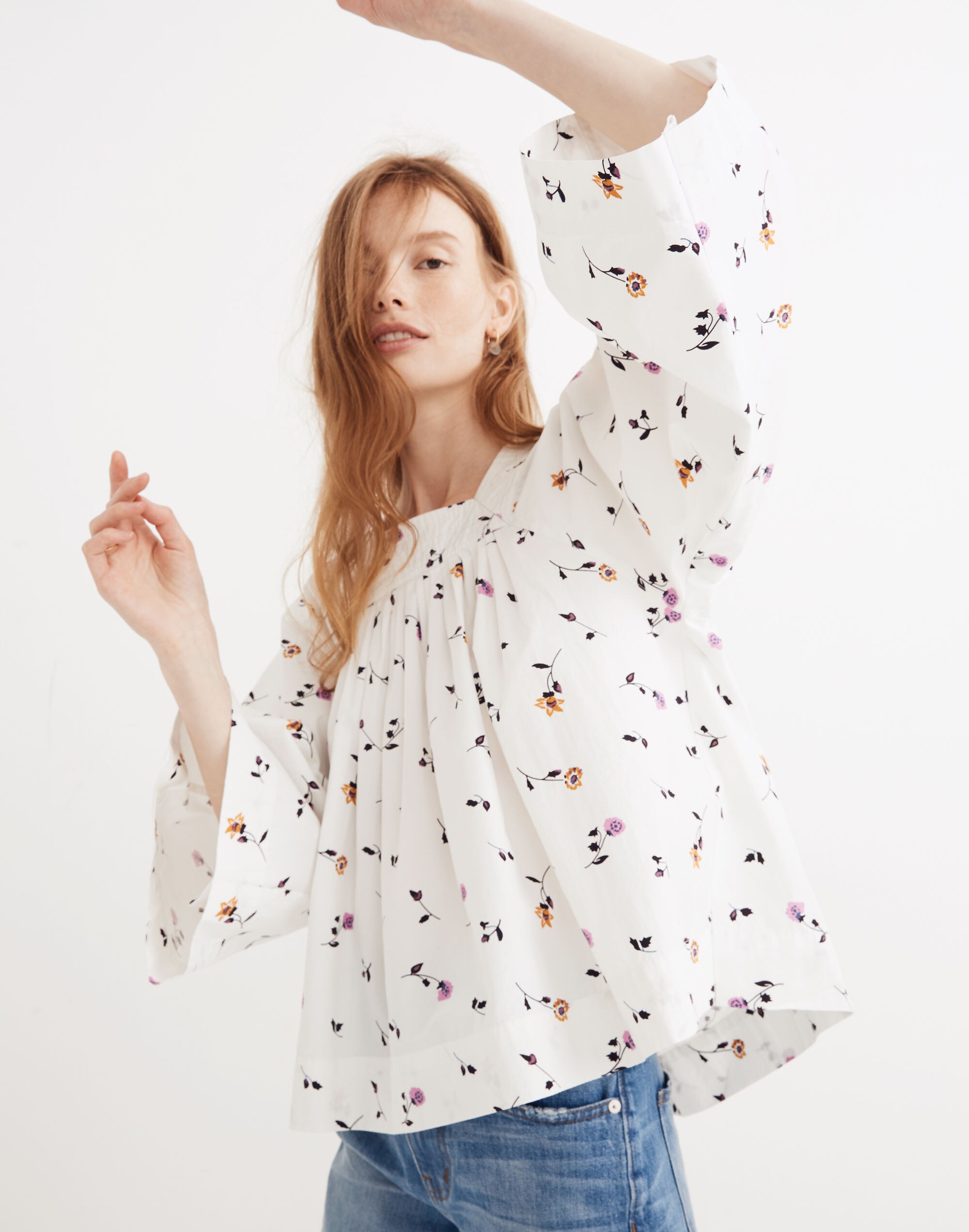 Square-Neck Top in Sweet Blossoms