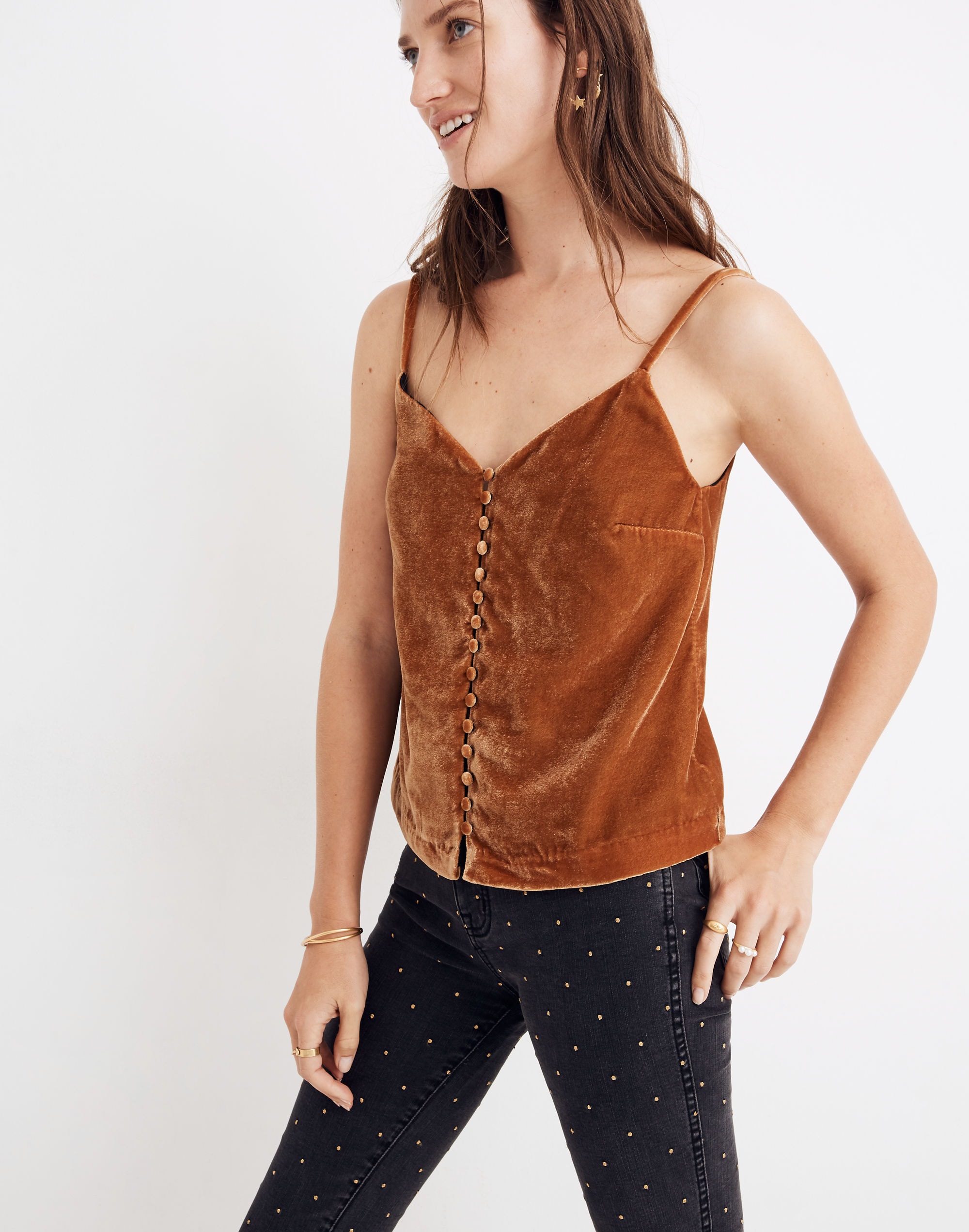 Velvet Button-Down Cami