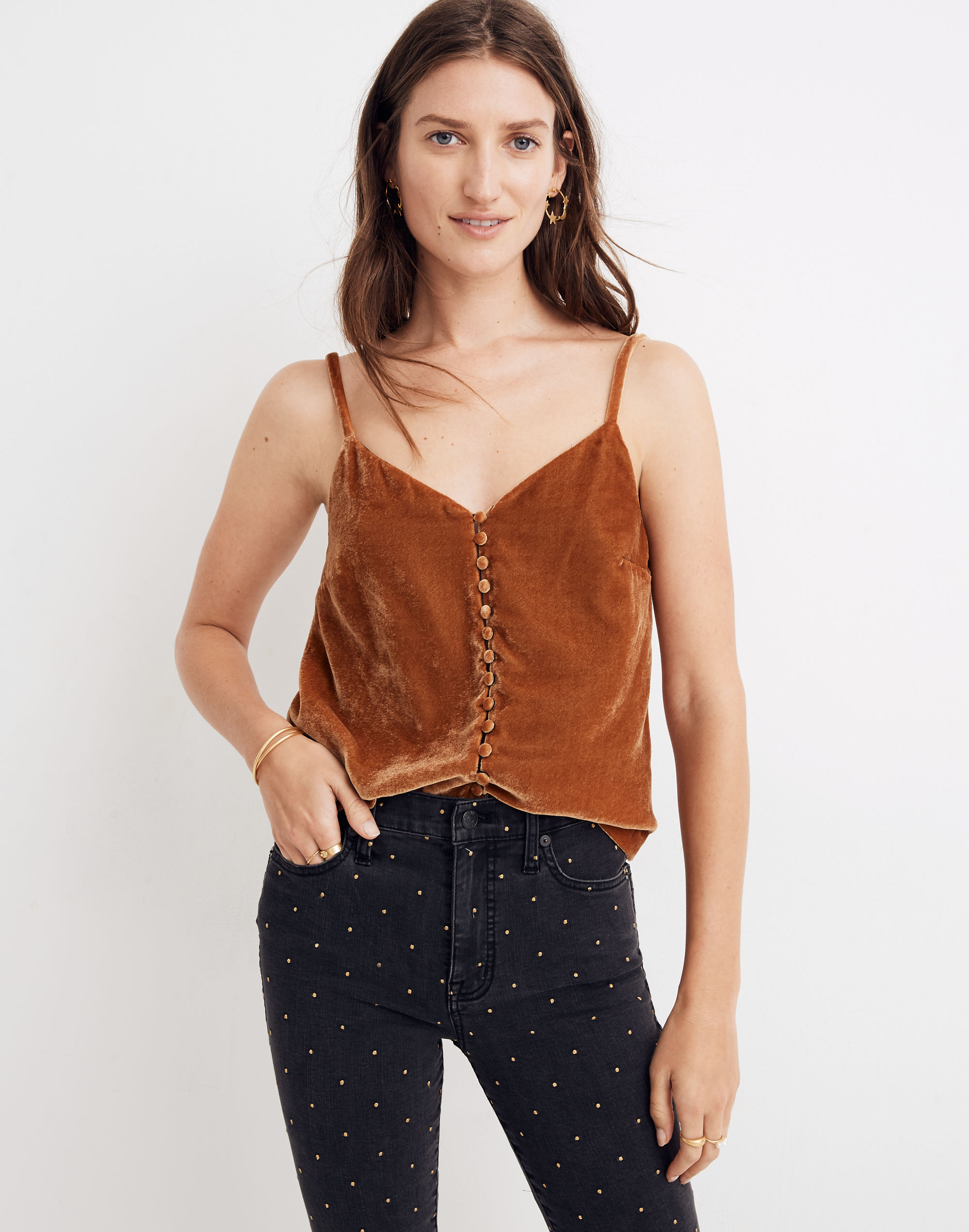 Velvet Button-Down Cami
