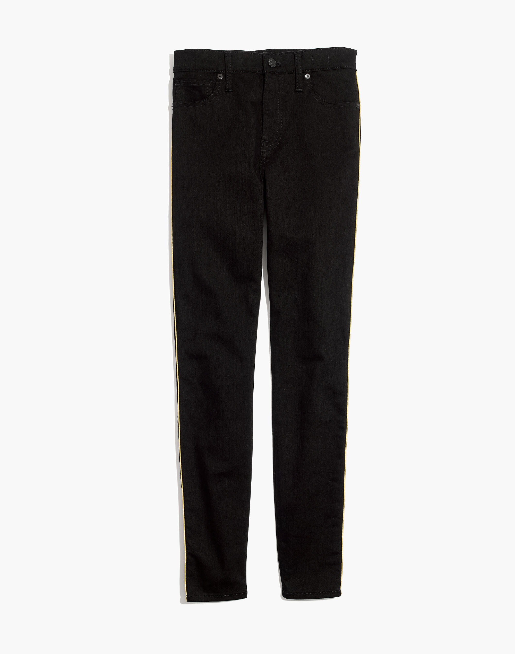 10" High-Rise Skinny Jeans: Gold Piping Edition