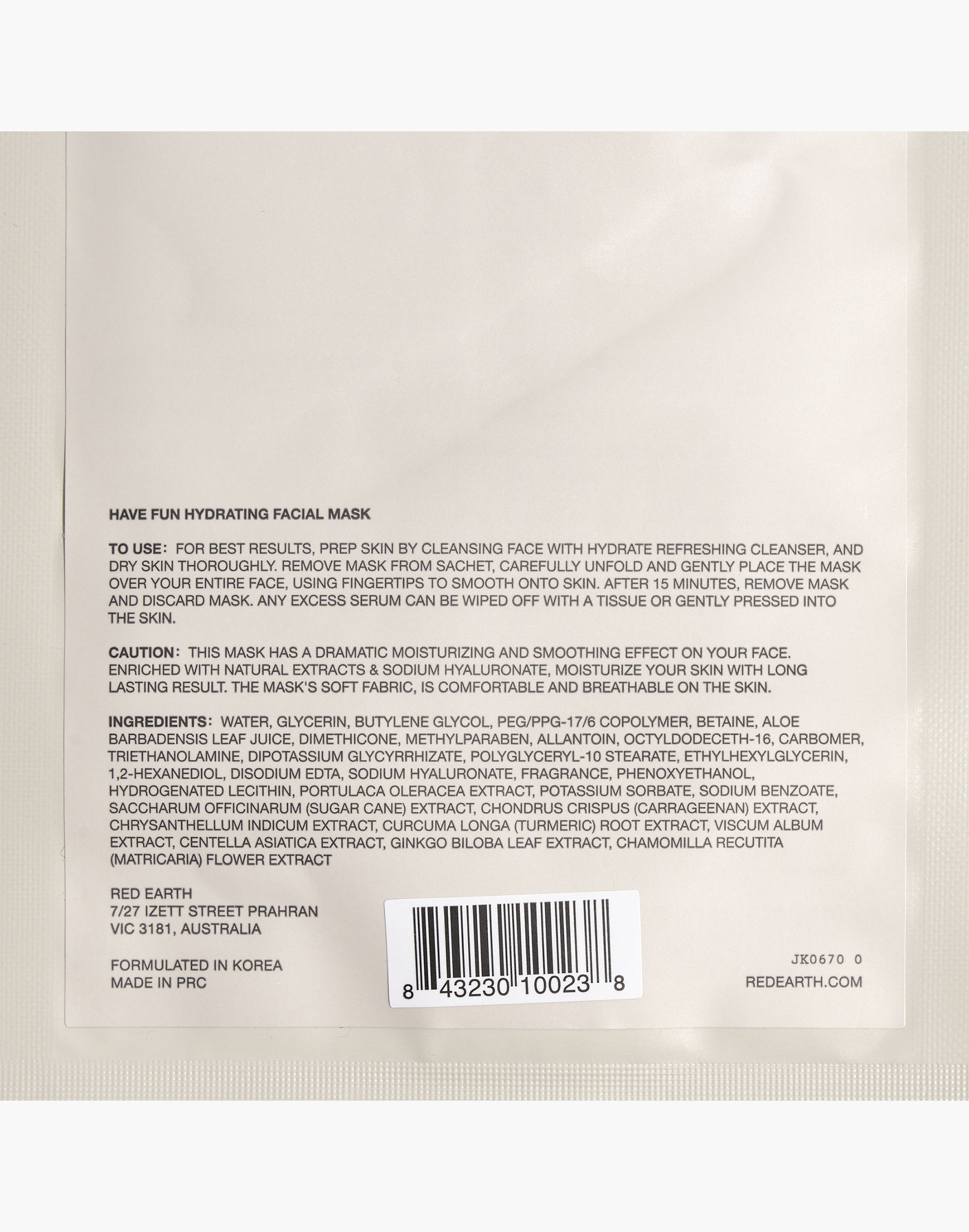 Red Earth 6 Piece Have Fun Hydrating Facial Mask Set