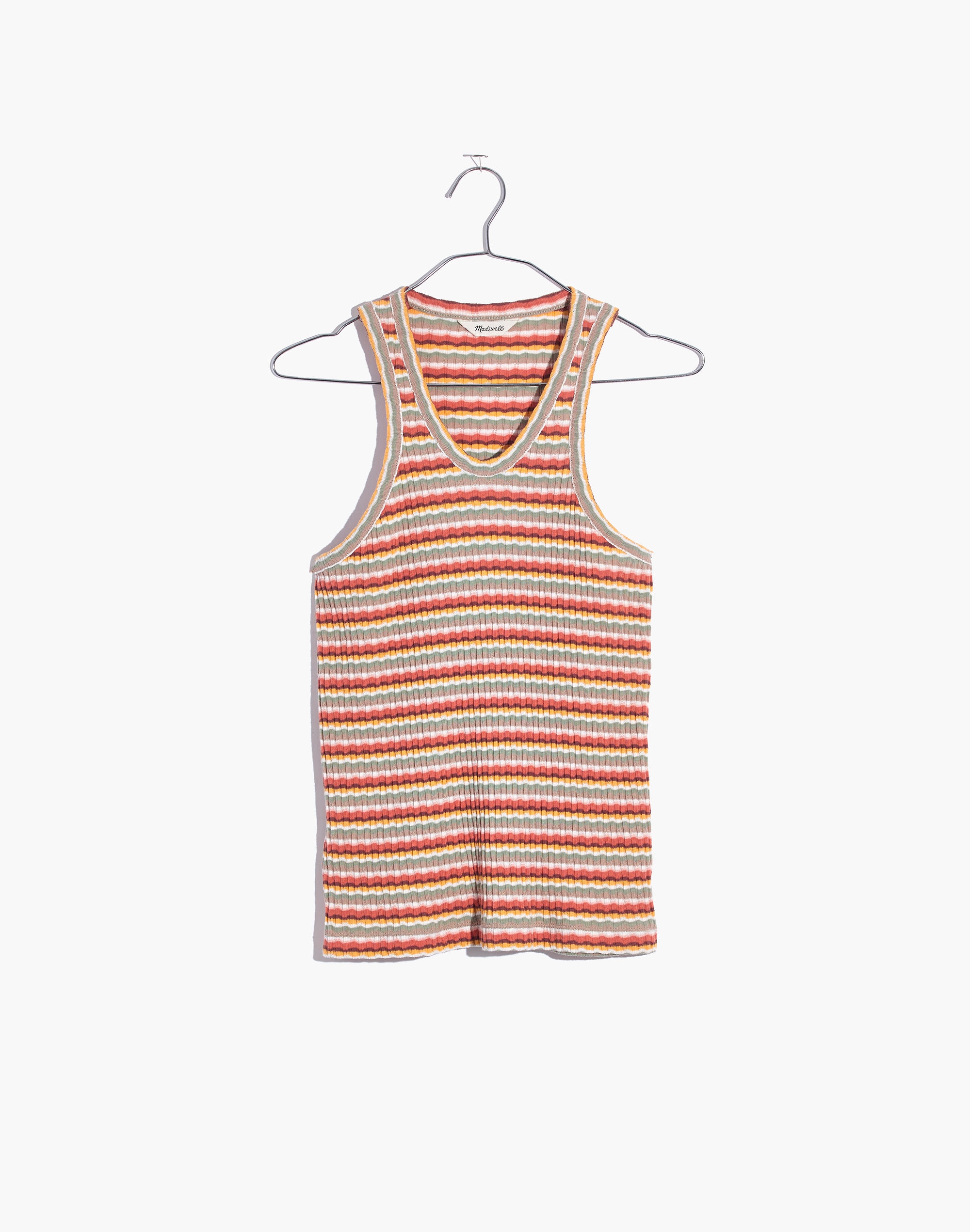 Ribbed U-Neck Tank Top in Stripe