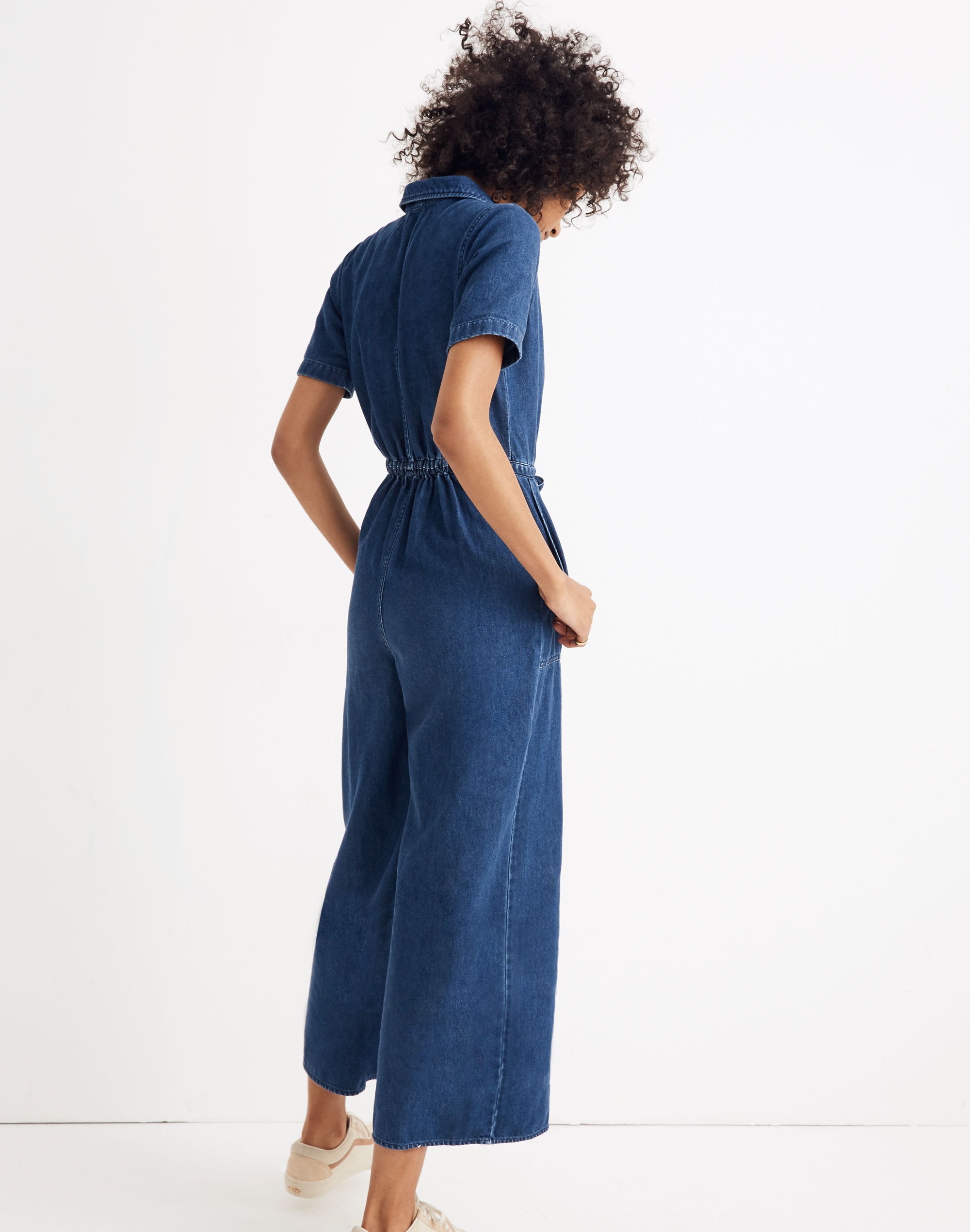Denim Wide-Leg Utility Jumpsuit