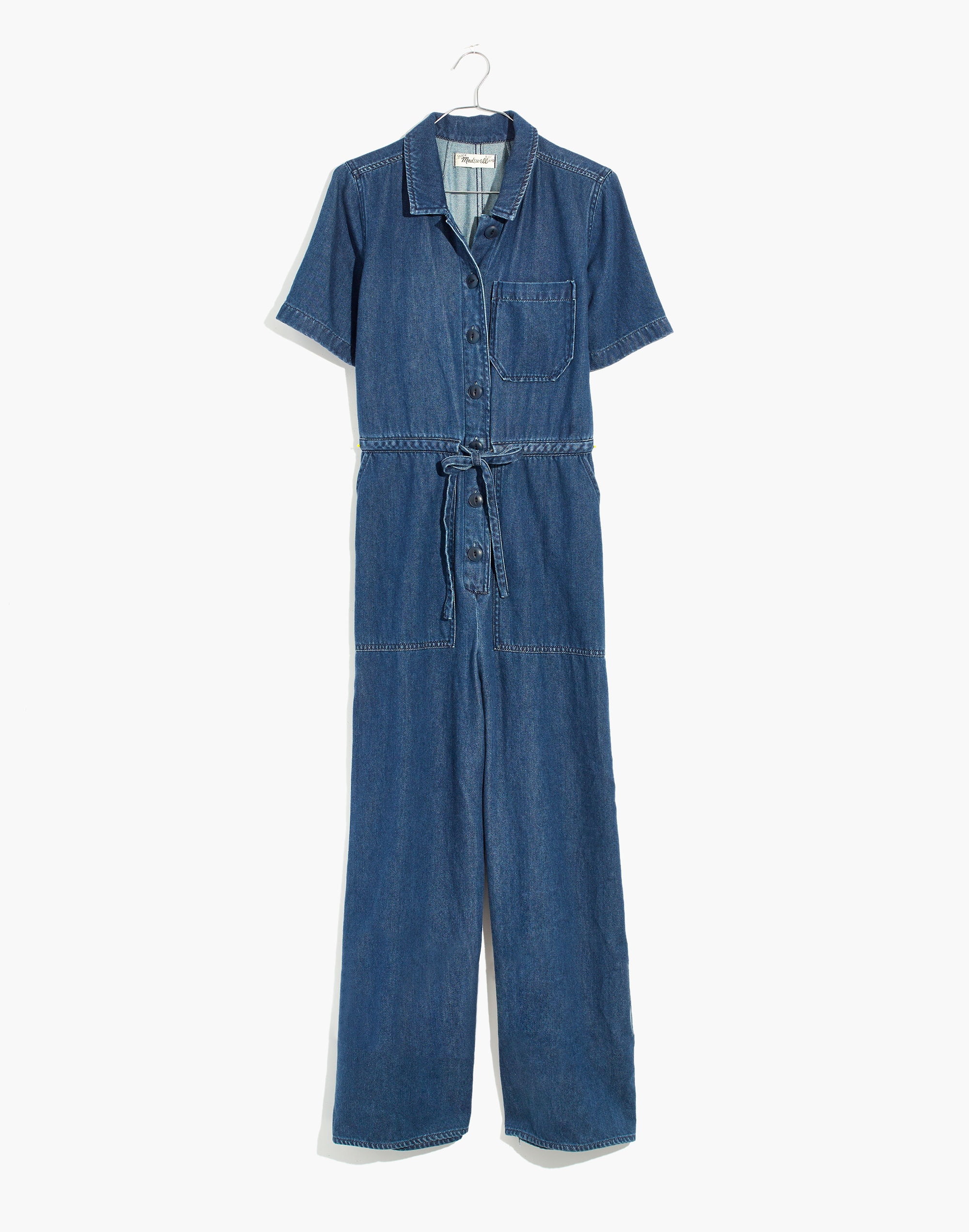 Denim Wide-Leg Utility Jumpsuit