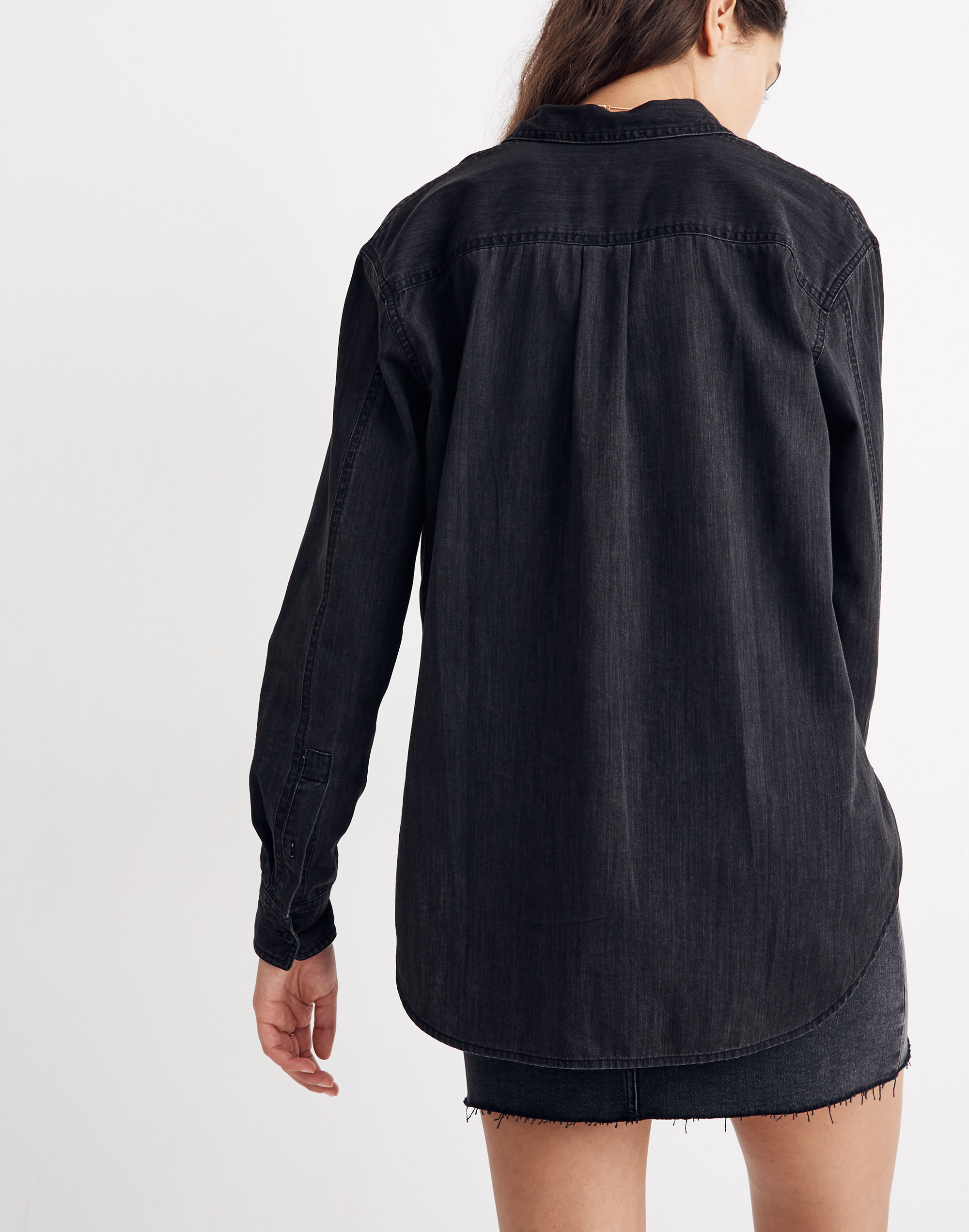 Denim Oversized Ex-Boyfriend Shirt in Lunar Wash