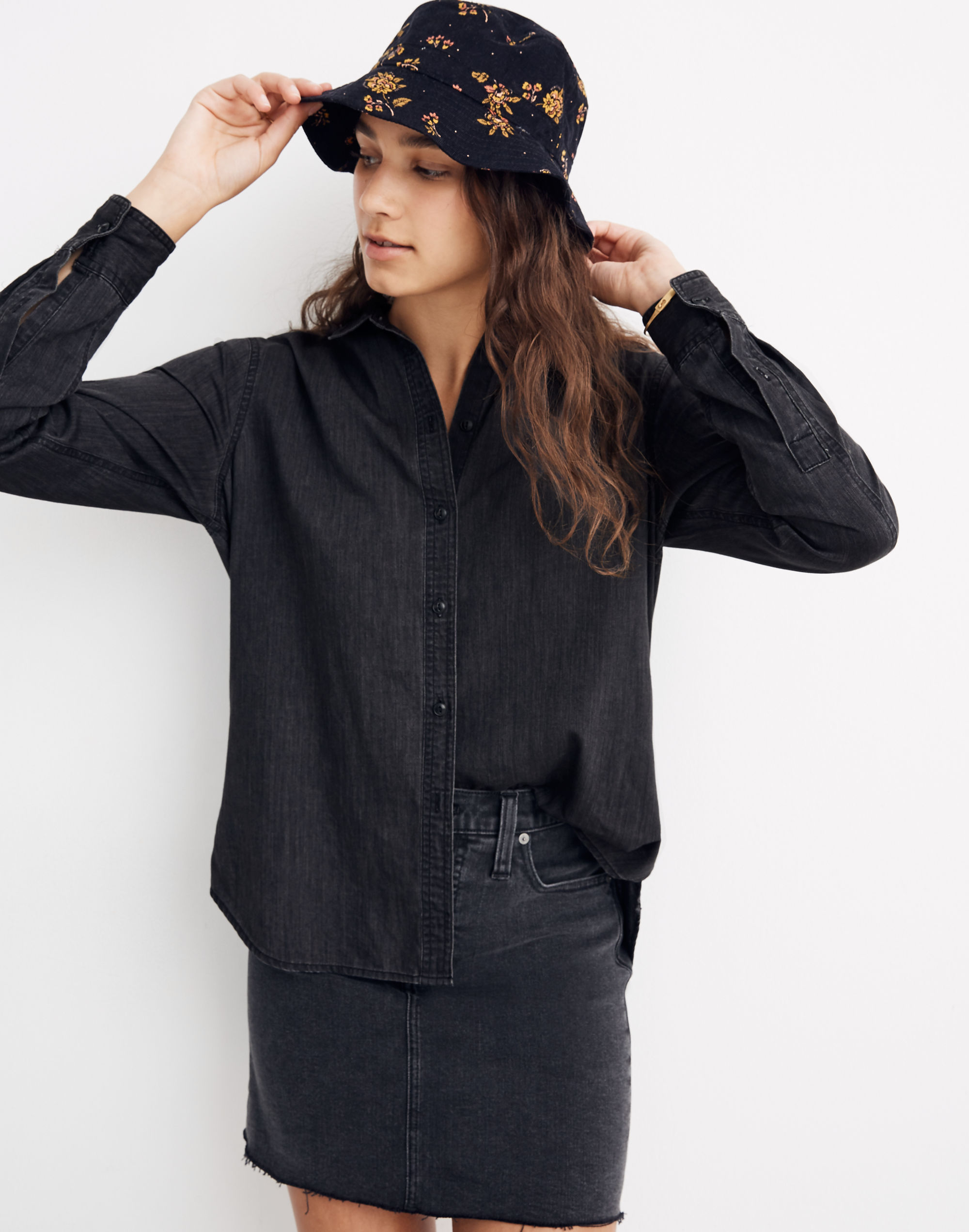 Denim Oversized Ex-Boyfriend Shirt in Lunar Wash