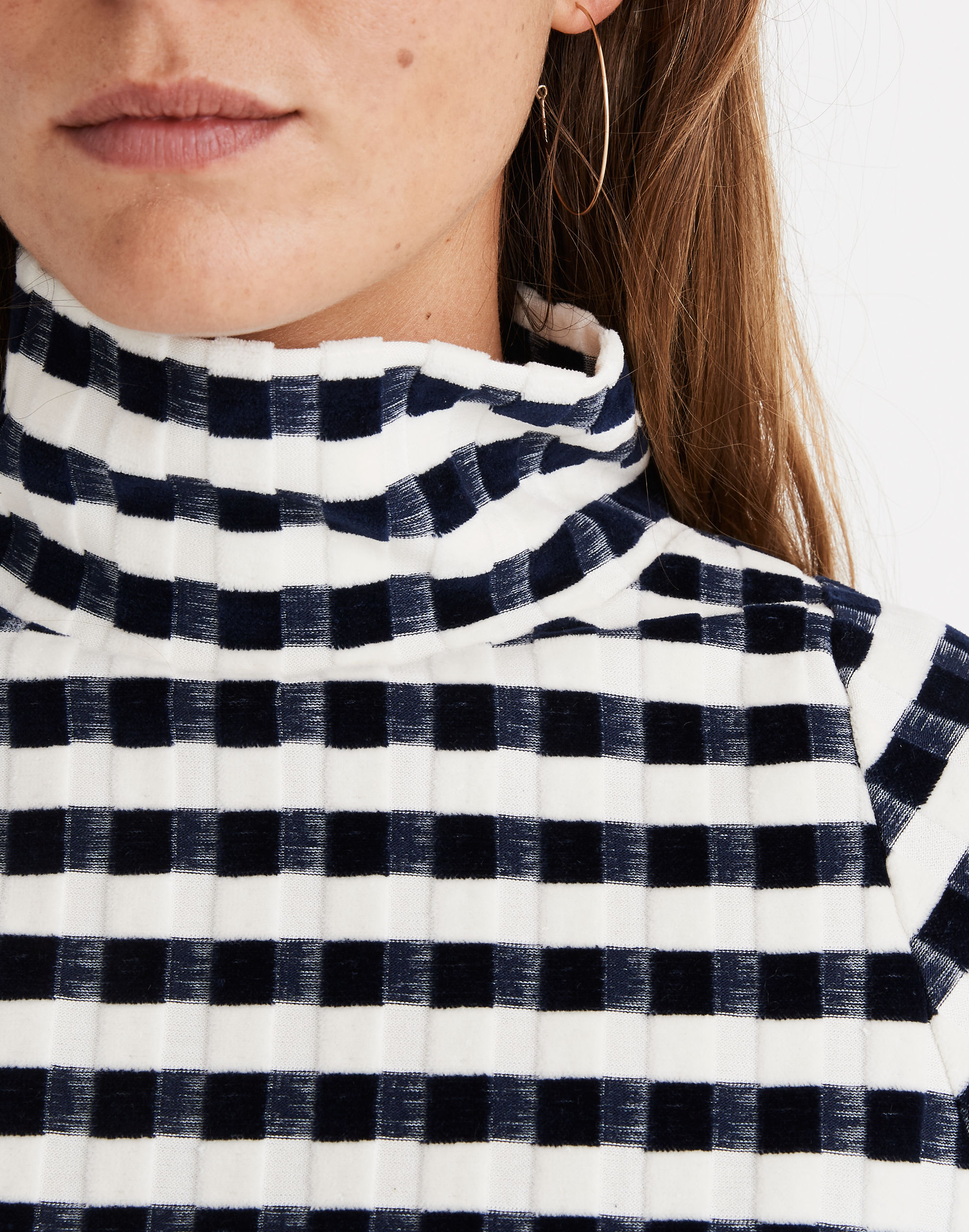 Texture &amp; Thread Long-Sleeve Mockneck Top in Velvet-Stripe