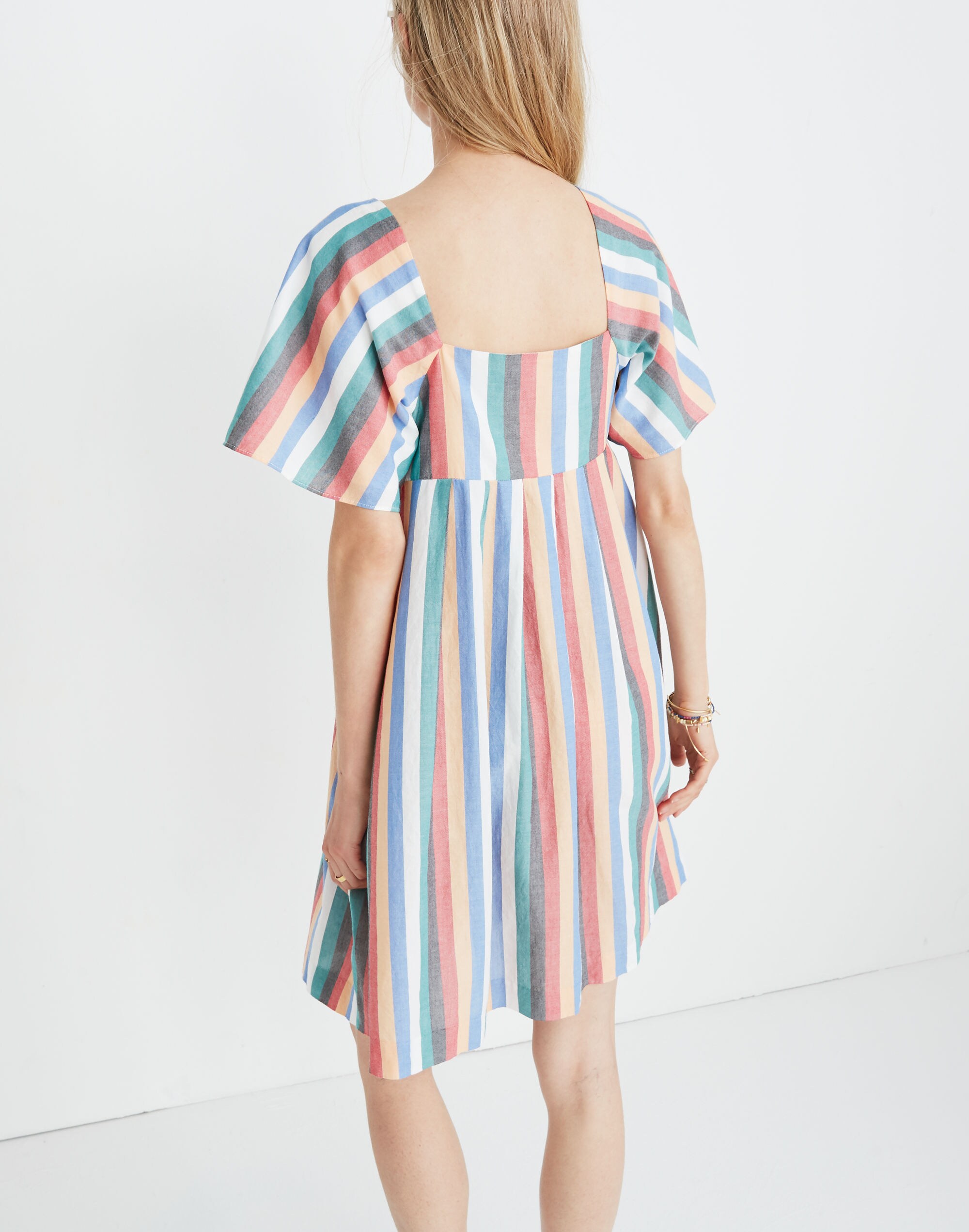 Square-Neck Mini Dress in Festival Stripe